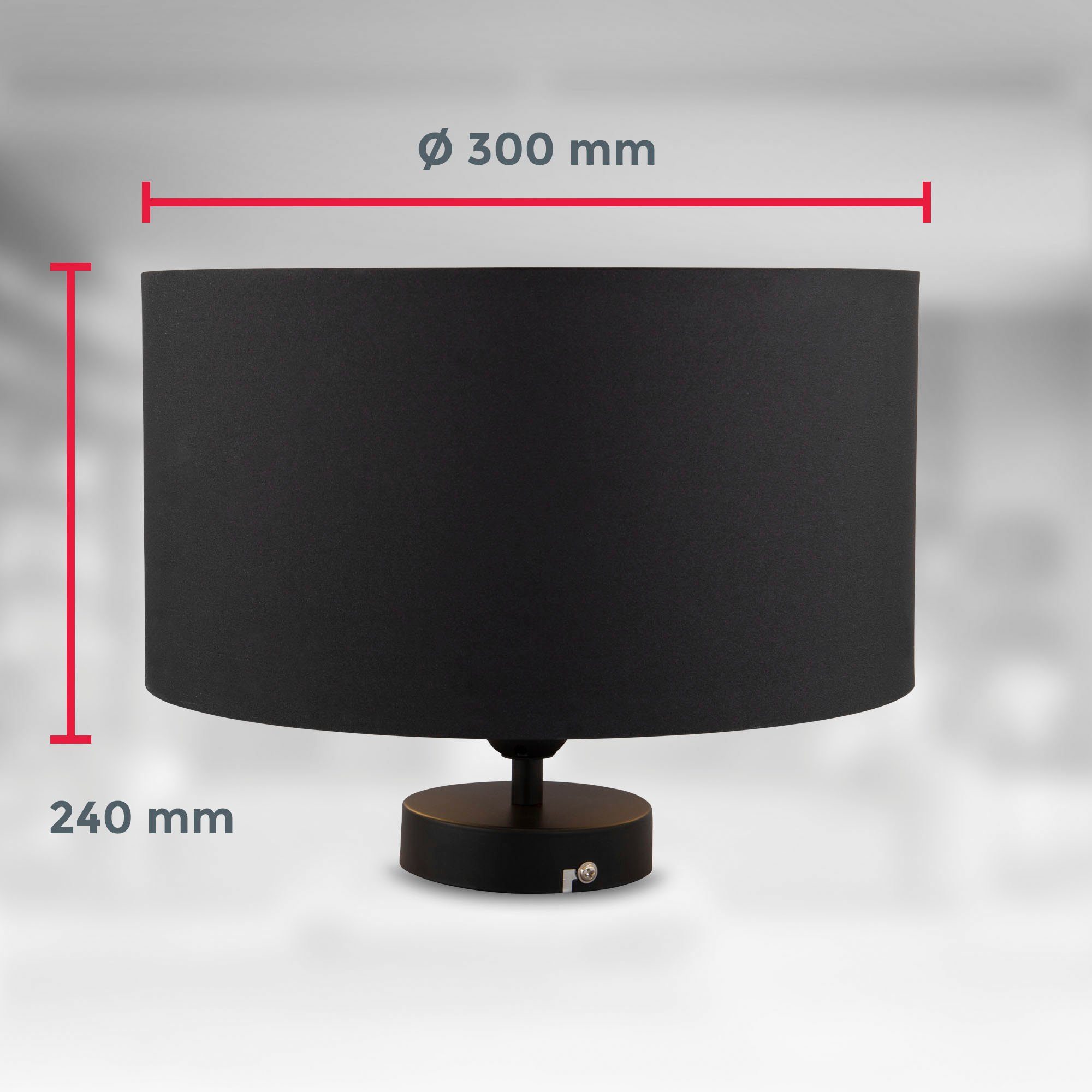 B.K.Licht Plafondlamp BK_SD1420 Plafondlamp, met stoffen kap, Ø30cm, zwart-goudkleur, E27 (1 stuk)