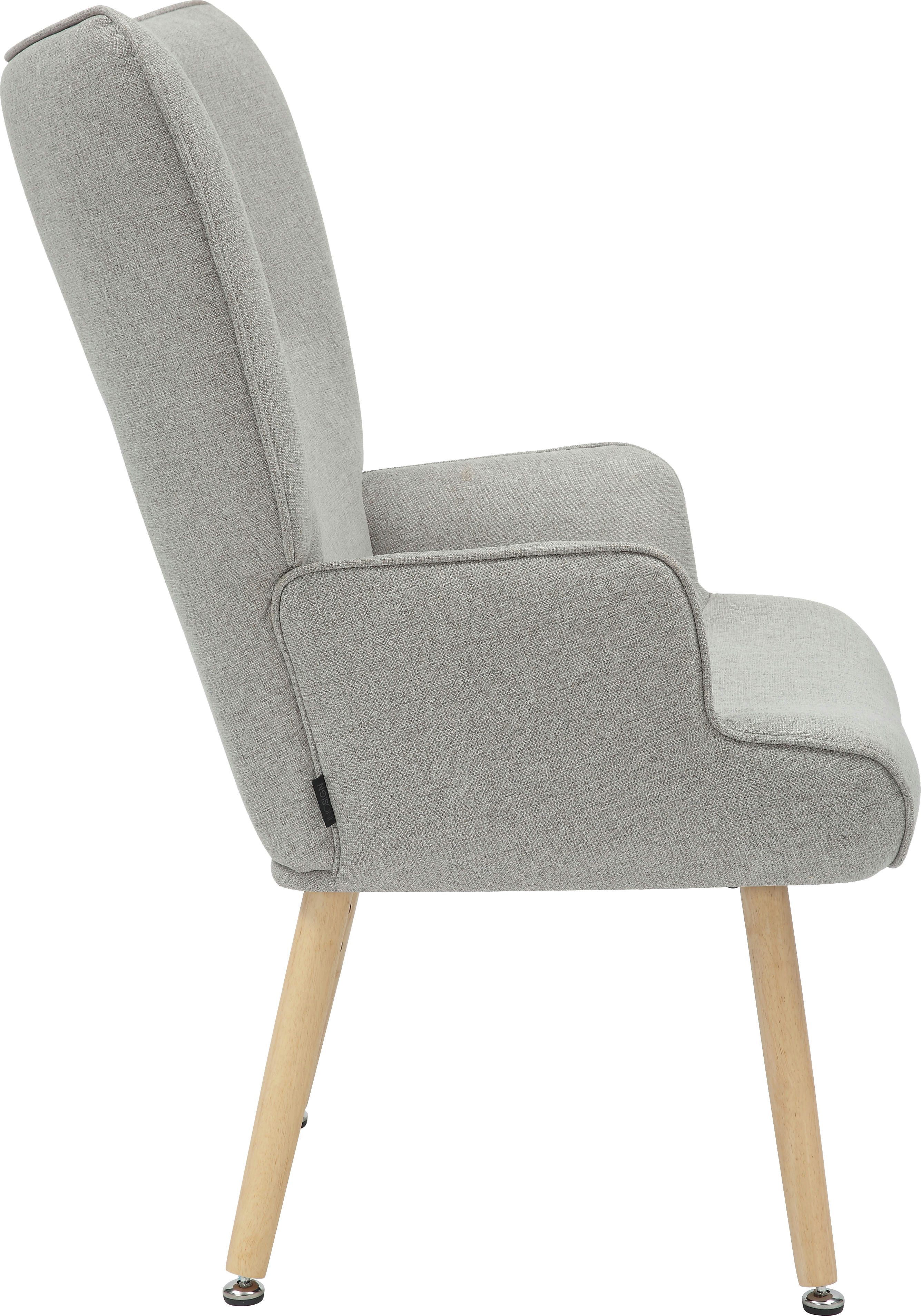 INOSIGN Relaxfauteuil KEADY, hoge rugstoel, TV-stoel Relaxstoel, oorkussenstoel met stabiele massief houten frame