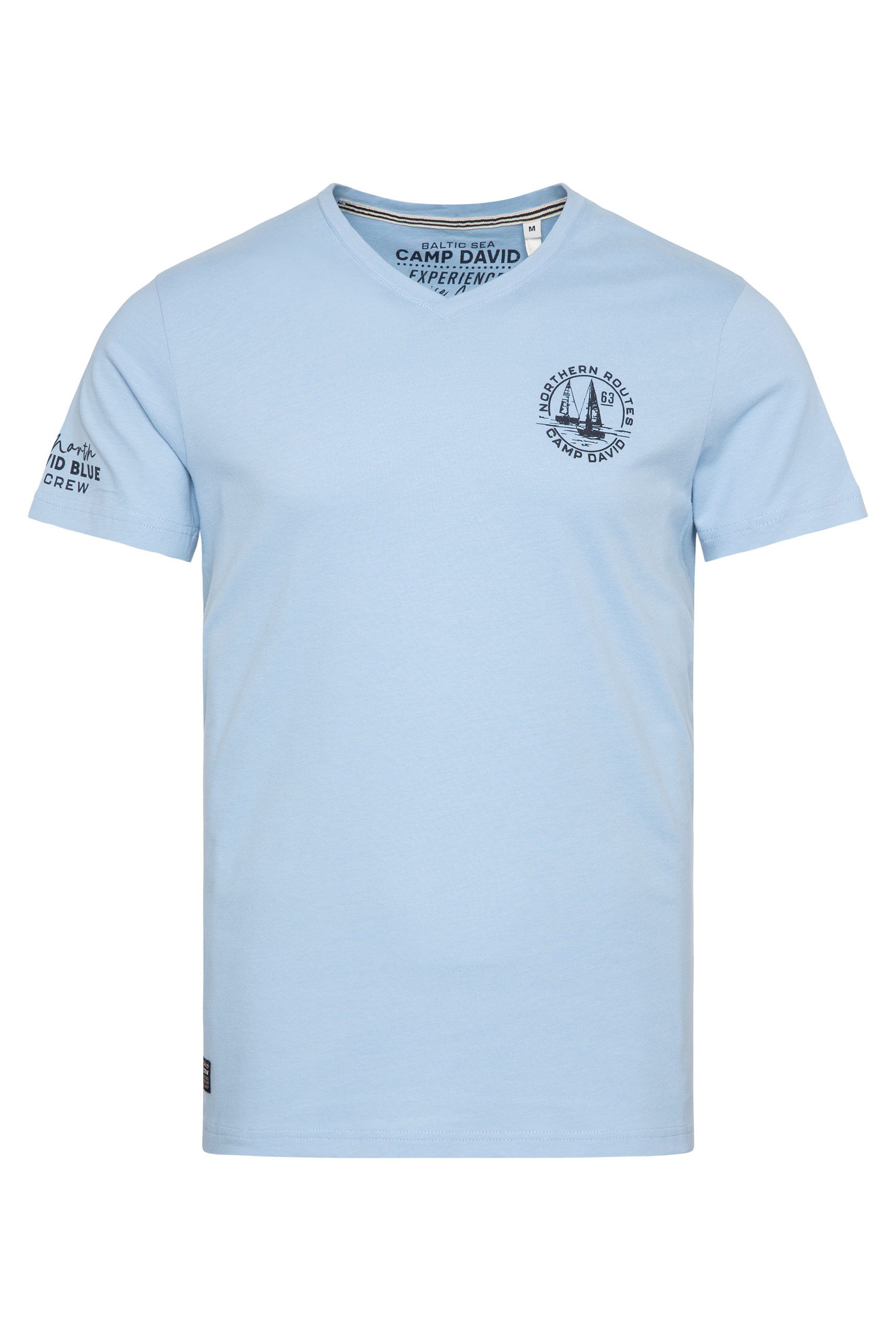 CAMP DAVID Shirt met V-hals met maritieme prints