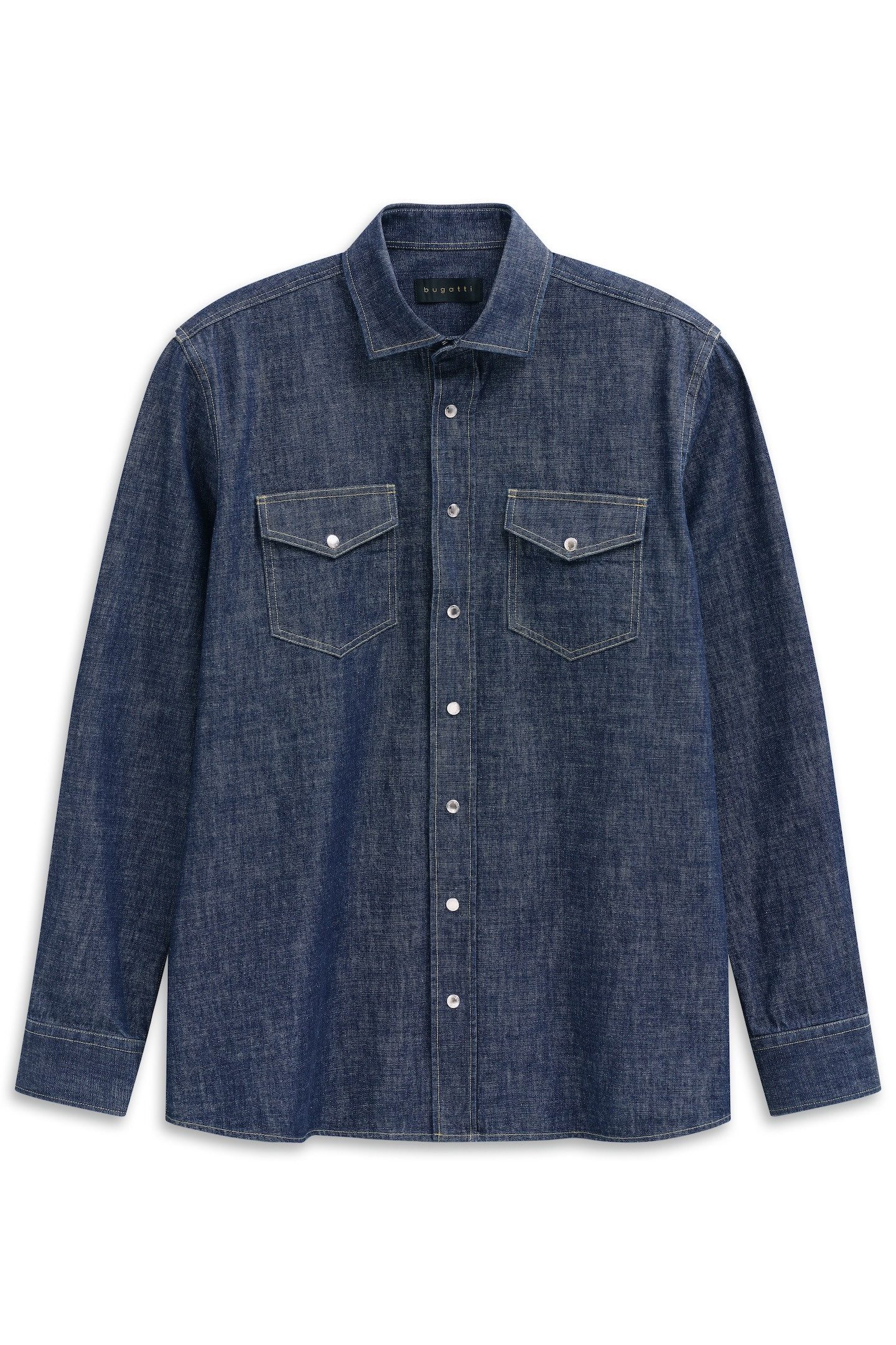 Bugatti Jeans overhemd Drukknopen in modern fit met kent-kraag en van katoen