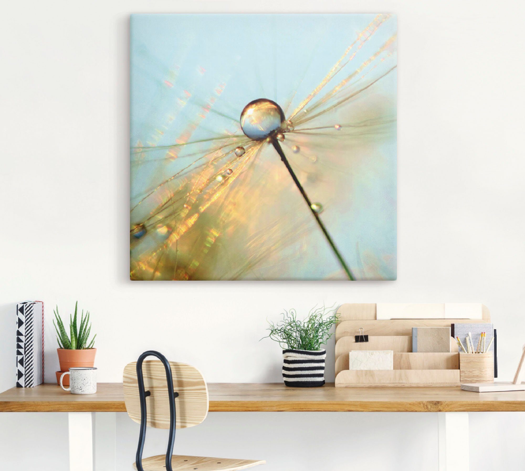 Artland Artprint op linnen Paardebloem dauwdruppels II