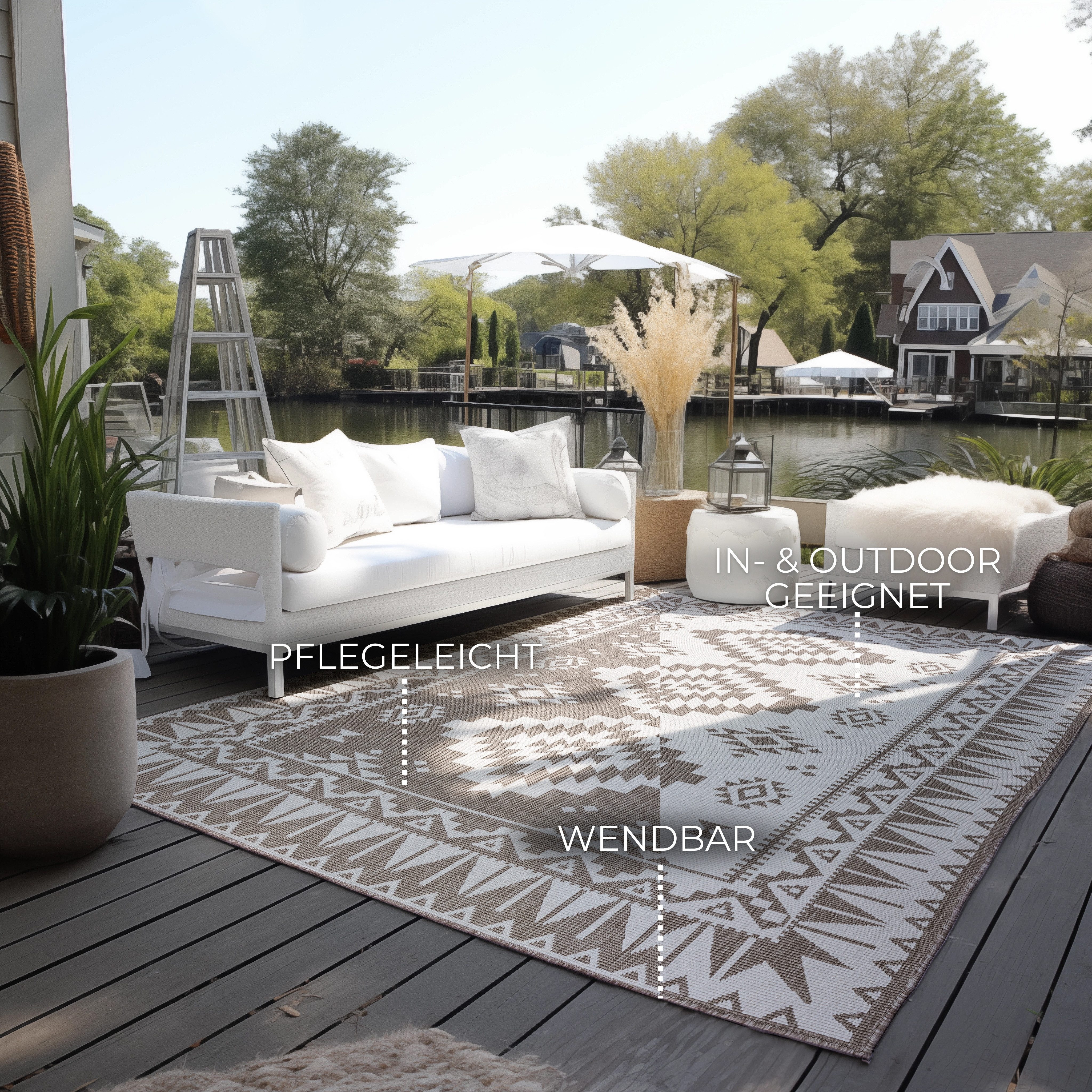 ELLE DECORATION Vloerkleed Dynamic, omkeerbaar tapijt Vlakweefsel, binnen- en buiten, modern, omkeerbaar, balkon, woonkamer, buiten