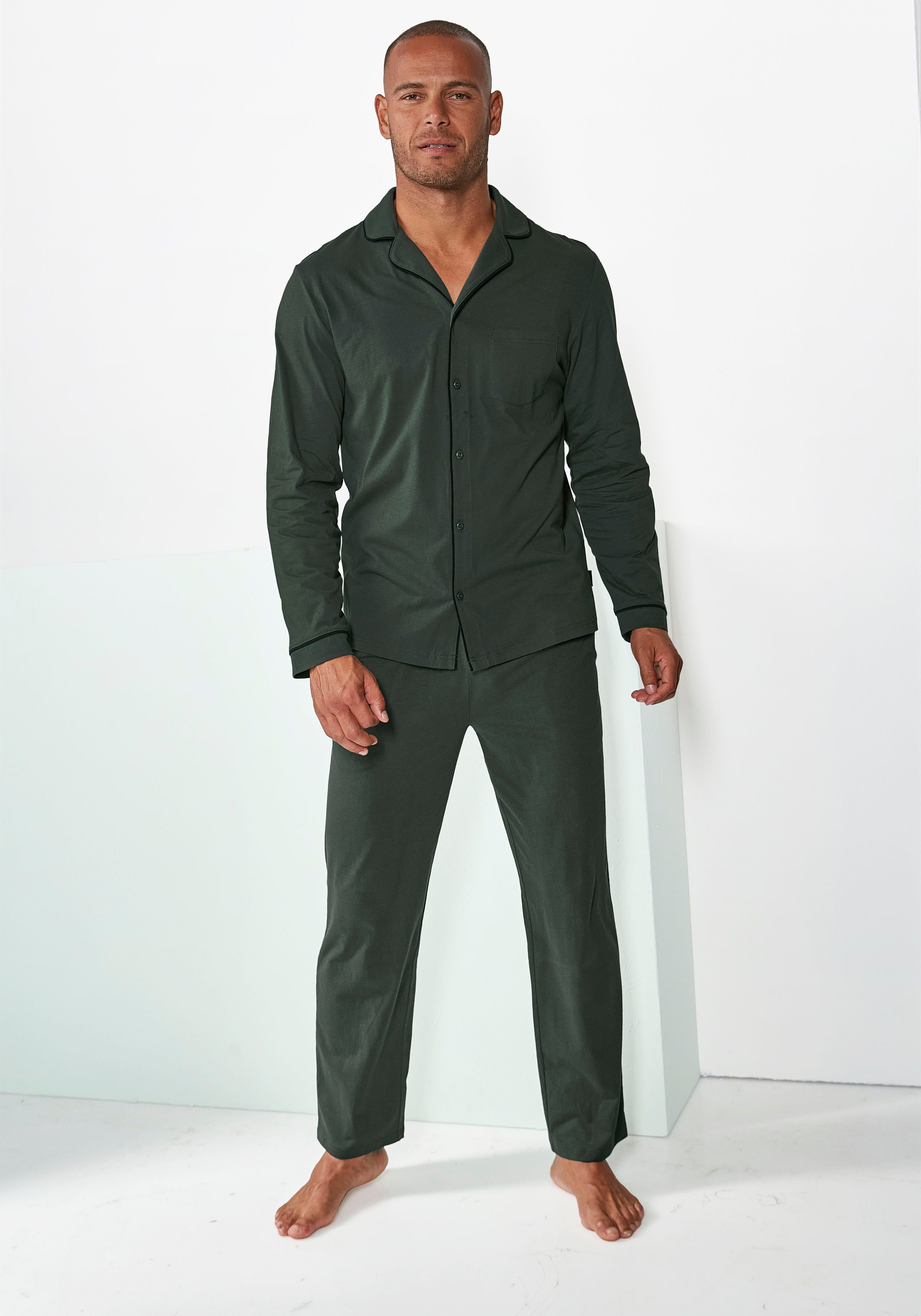 s.Oliver RED LABEL Beachwear Pyjama Pyjama in klassieke snit van comfortabele jerseykwaliteit (2-delig, 1 stuk)
