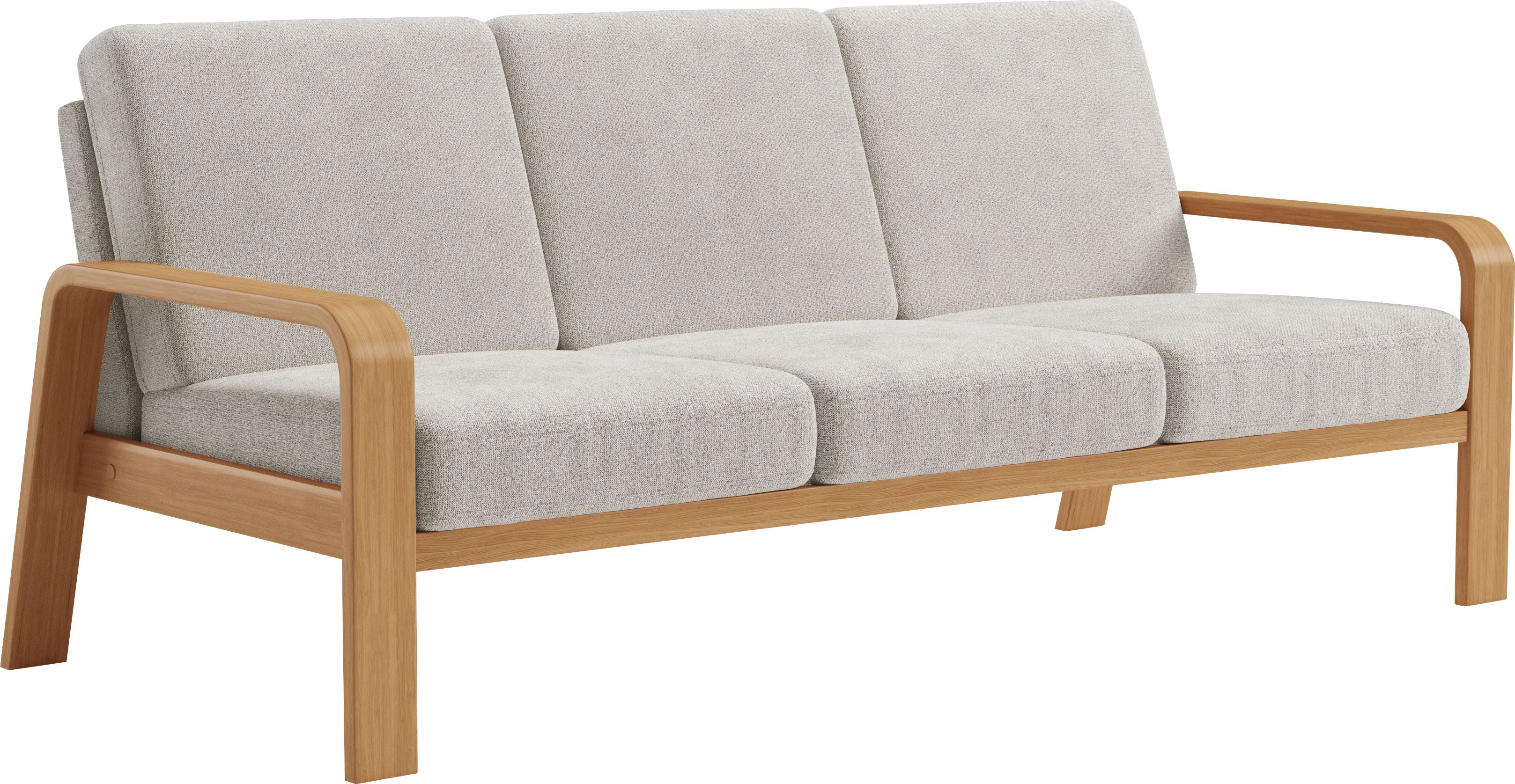 sit&more 3-zitsbank Kolding Armleuningen van eikenkleurig beukenhout, verschillende bekledingen en kleuren