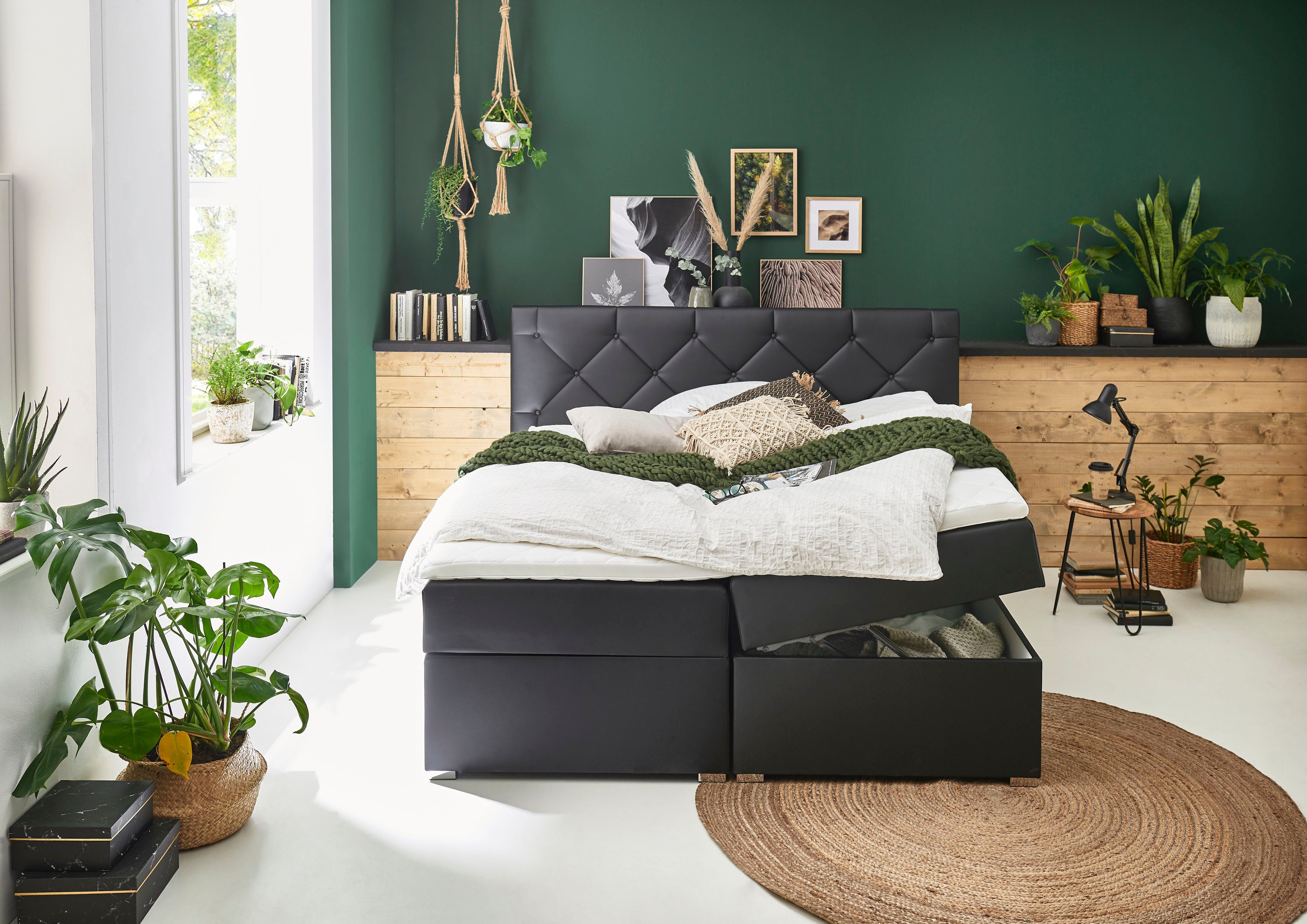 ATLANTIC home collection Boxspring Meike met xxl bedstee en topper