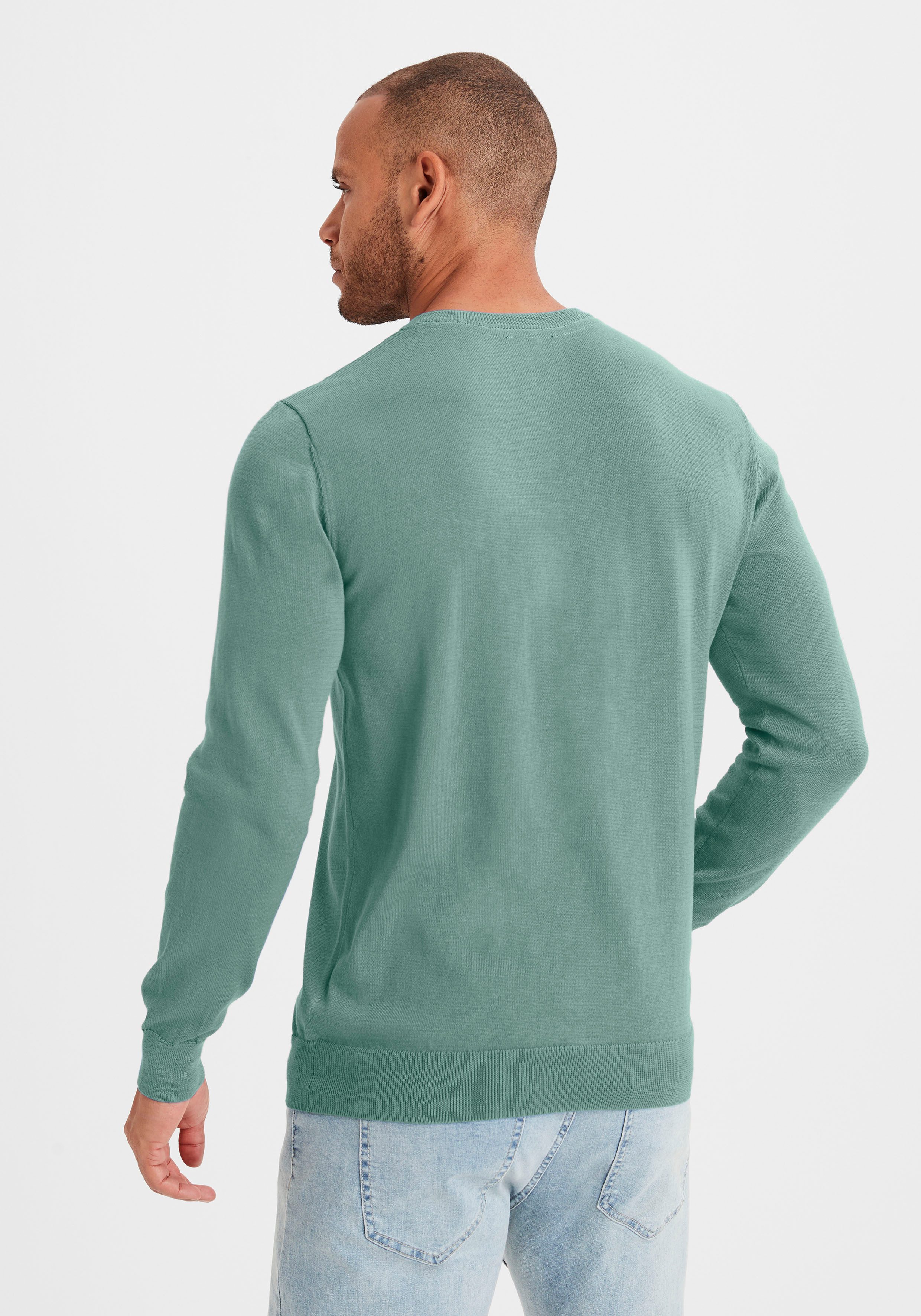 H.I.S Gebreide trui met v-hals, pullover van fijn breiwerk, katoenmix