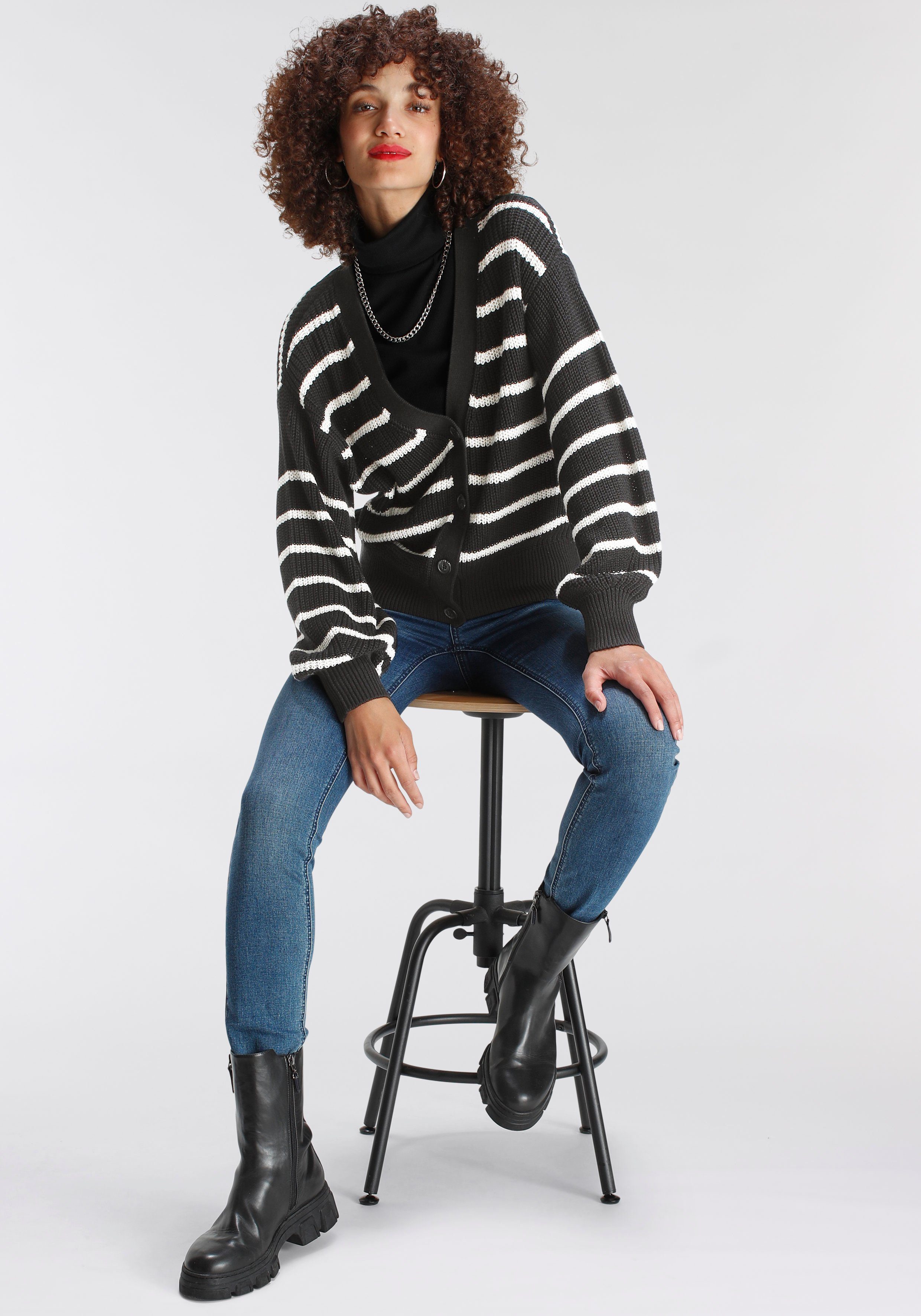 AJC Shirt met lange mouwen zeer figuurvolgend, rolkragen, basic-stijl