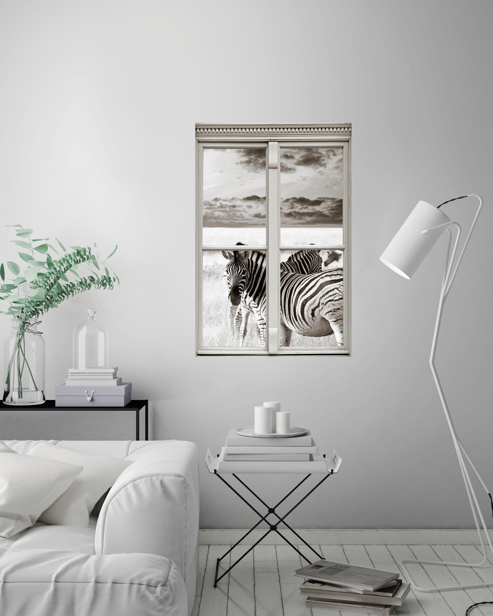 queence Wandfolie Zebra's Muursticker, muurdecoratie, zelfklevend, 3D, raam