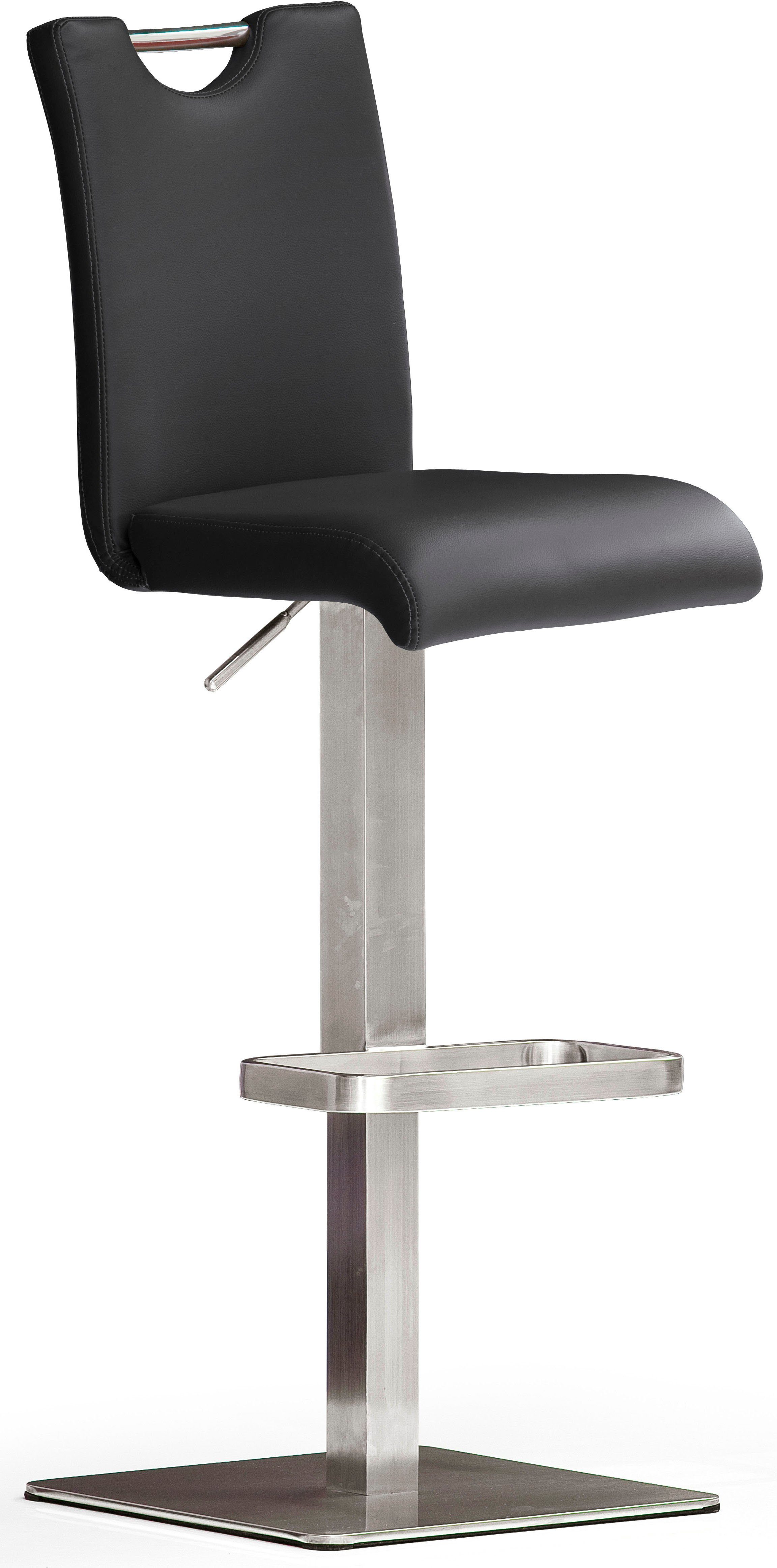 MCA furniture Bistrostoel BARBECOOL met rugleuning, vierkante bodemplaat, 180° draaibaar, zithoogte van 55-80 cm barkrukken zwart