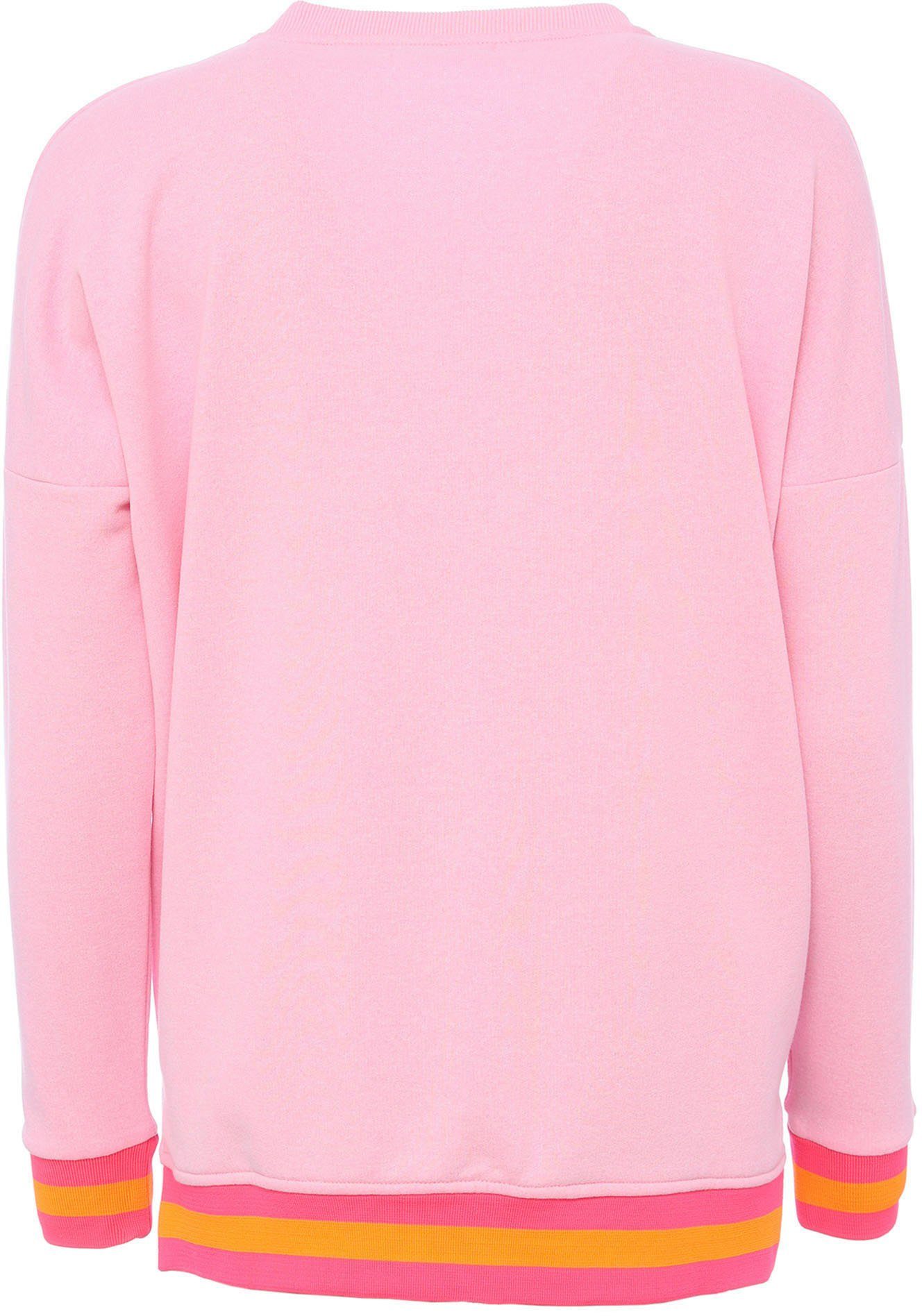 Zwillingsherz Sweatshirt DANA met "good mood"-opdruk en neonkleurige boorden