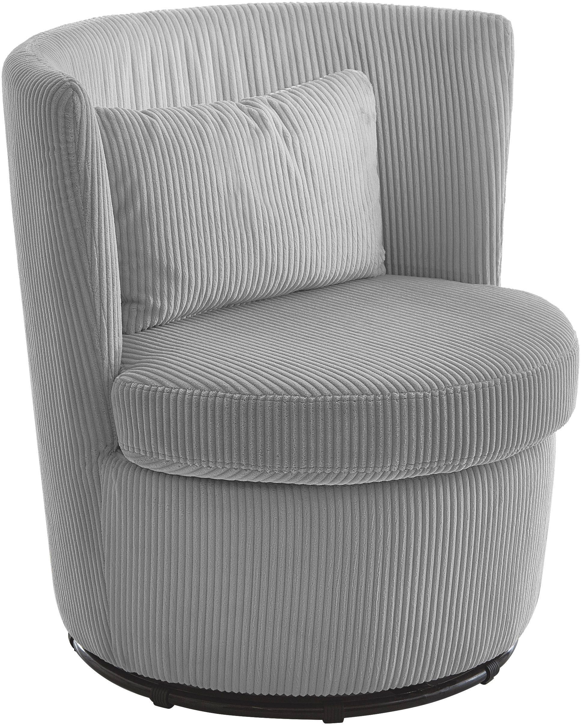 ATLANTIC home collection Draaibare fauteuil KENO 360-graden draaibare cord fauteuil, incl. een sierkussen in originele stof