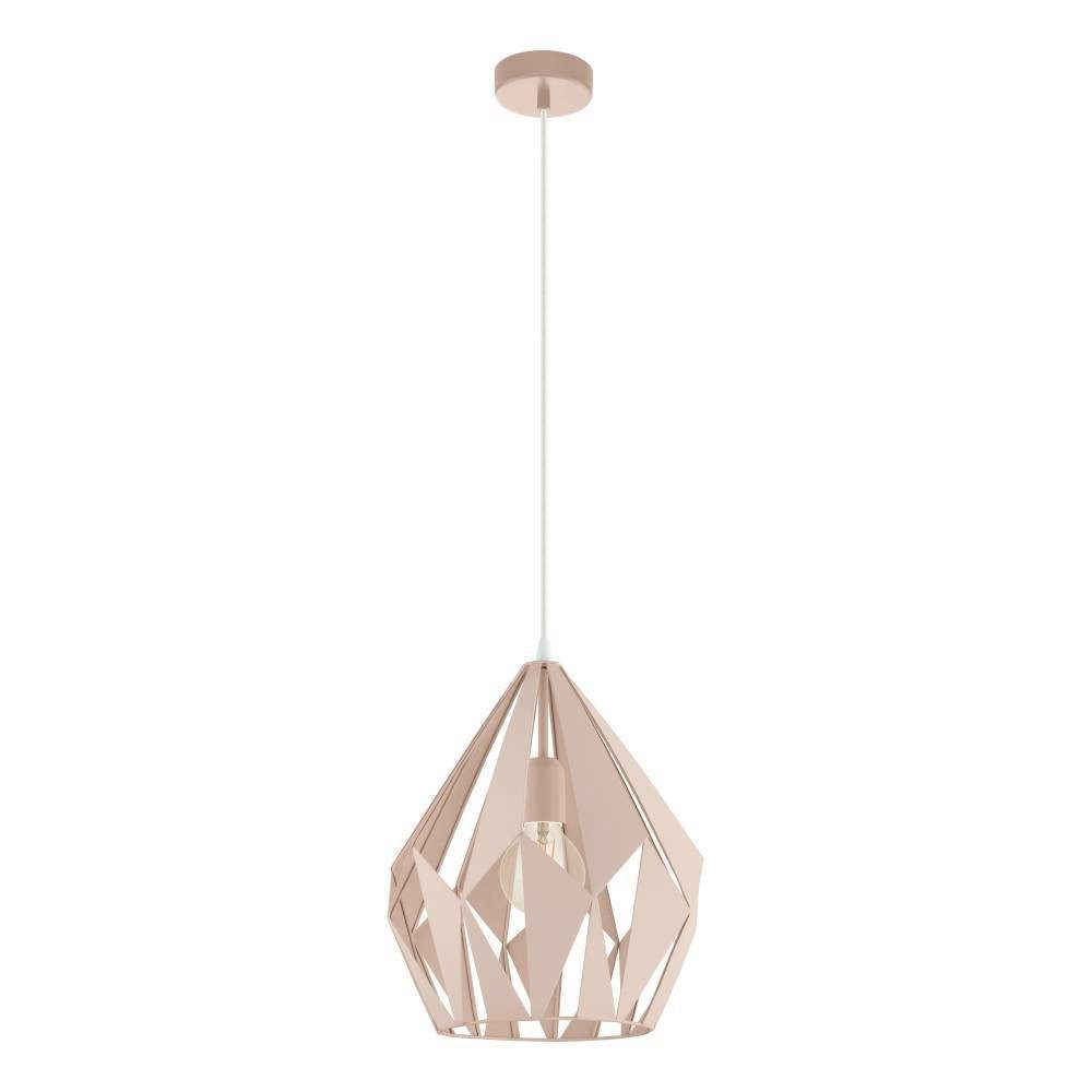 EGLO Hanglamp CARLTON-P Vintage hanglamp, retro hanglamp, staal, pastel abrikoos, Ø 31 cm (1 stuk)