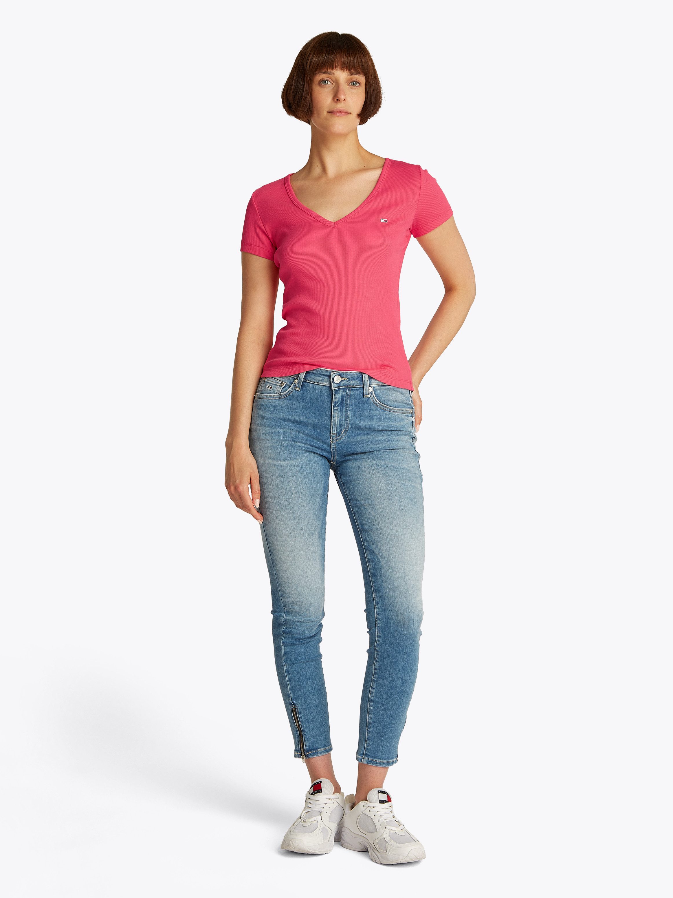 TOMMY JEANS T-shirt TJW SLIM ESSENTIAL RIB V SS