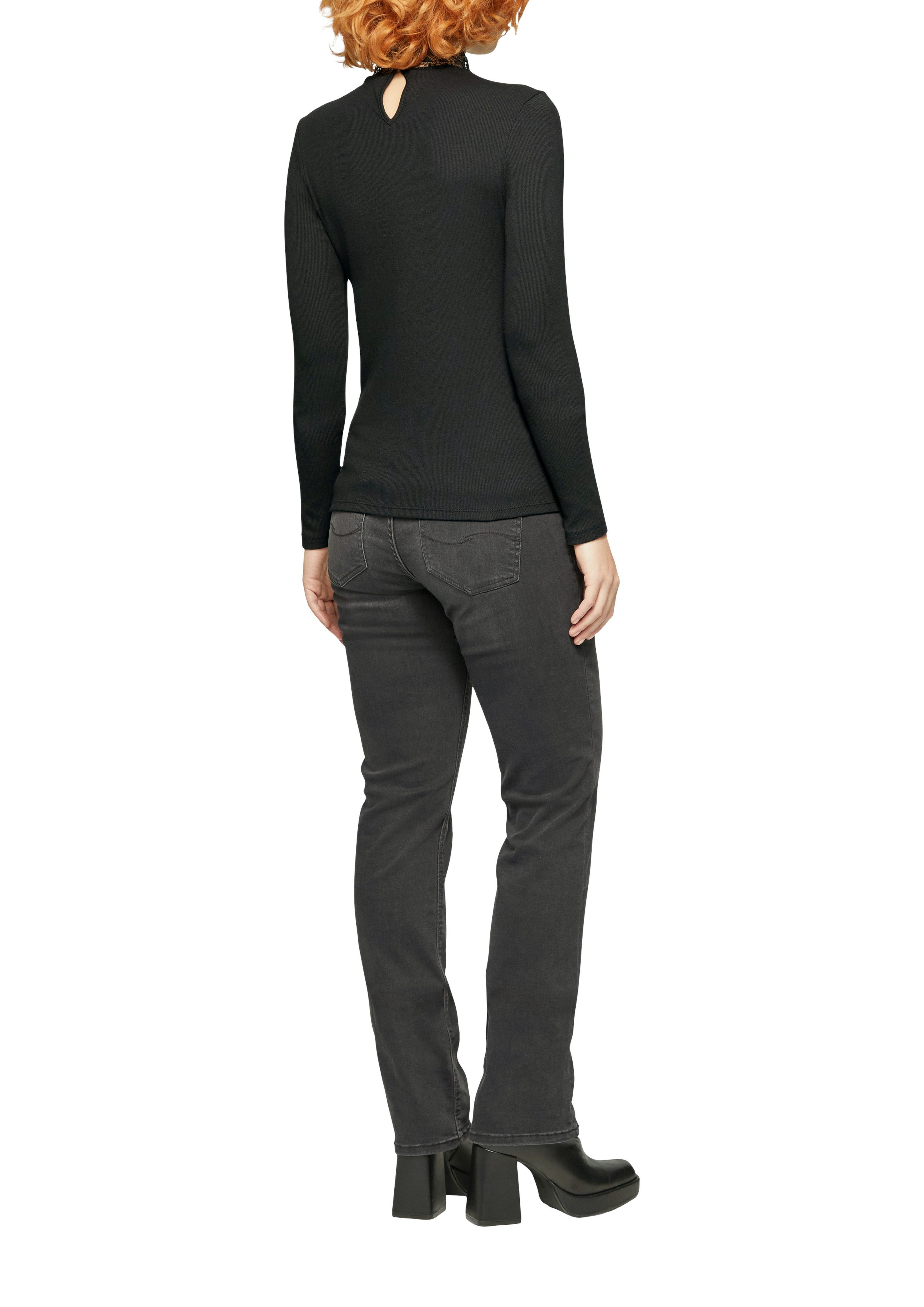Q S designed by Shirt met lange mouwen met inzet bovenaan