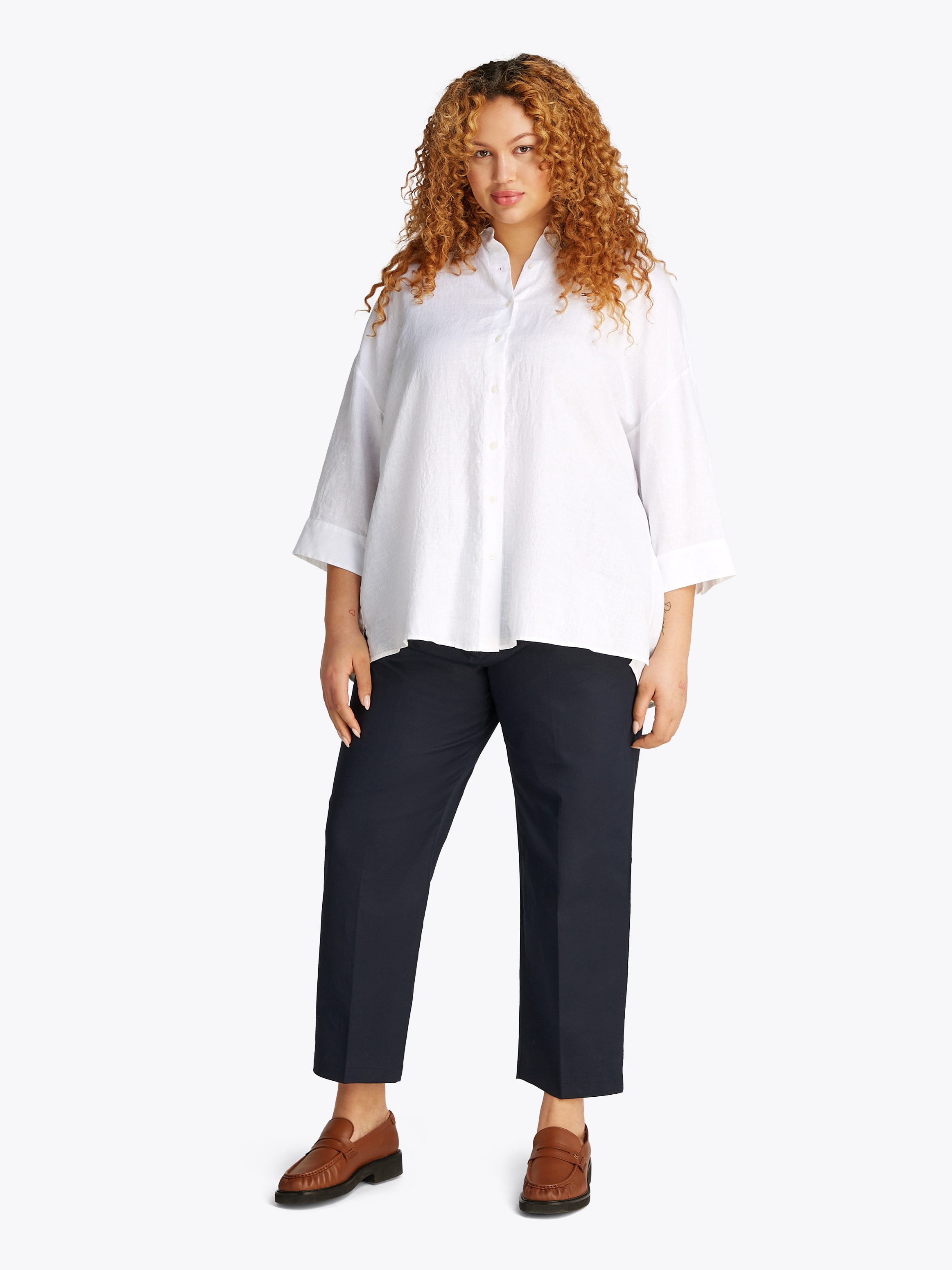 Tommy Hilfiger Curve Overhemdblouse CRV ESS LINEN EASY SHIRT in grote maten, linnenkwaliteit