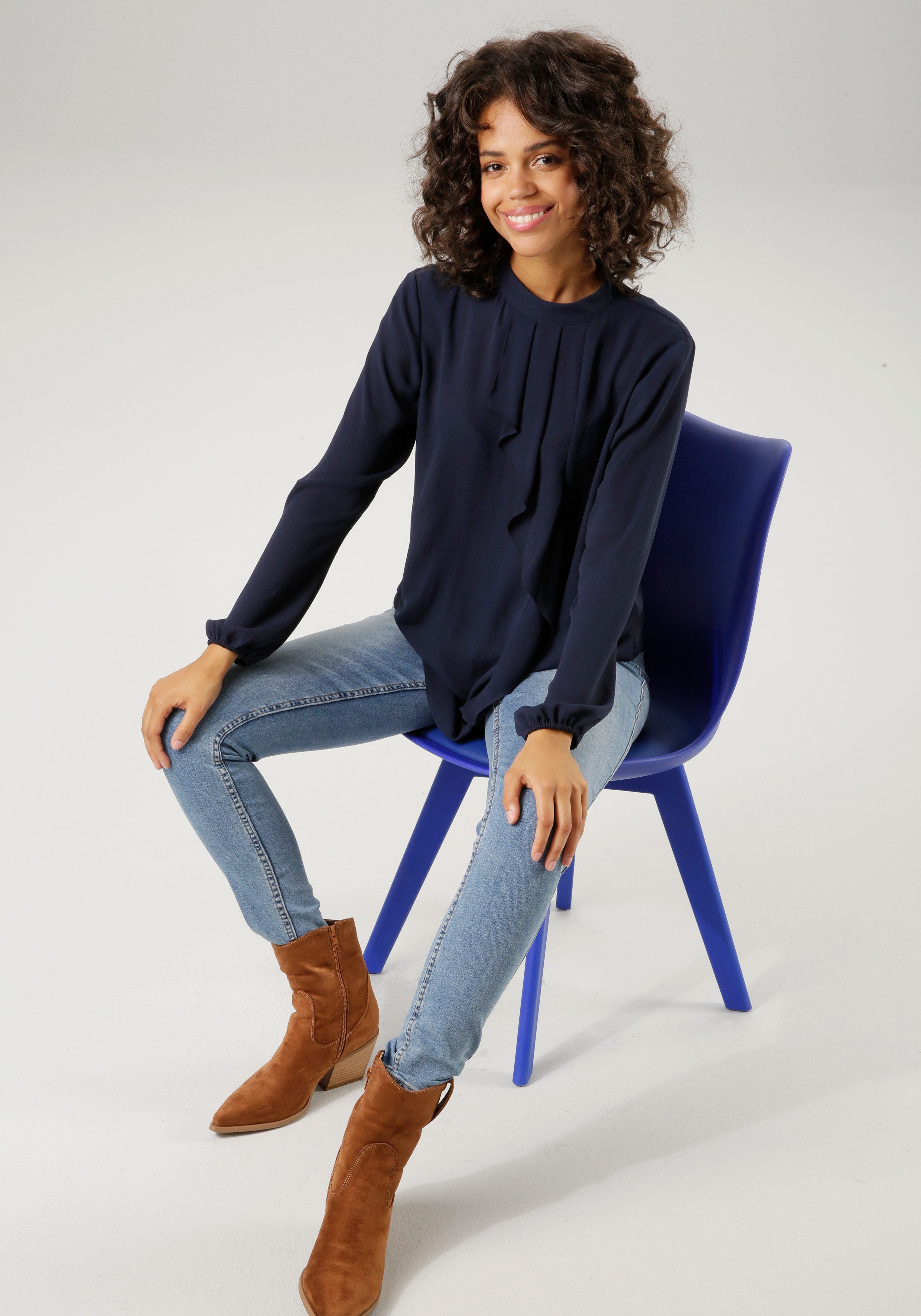 Aniston CASUAL Blouse met lange mouwen met kleine volant voor