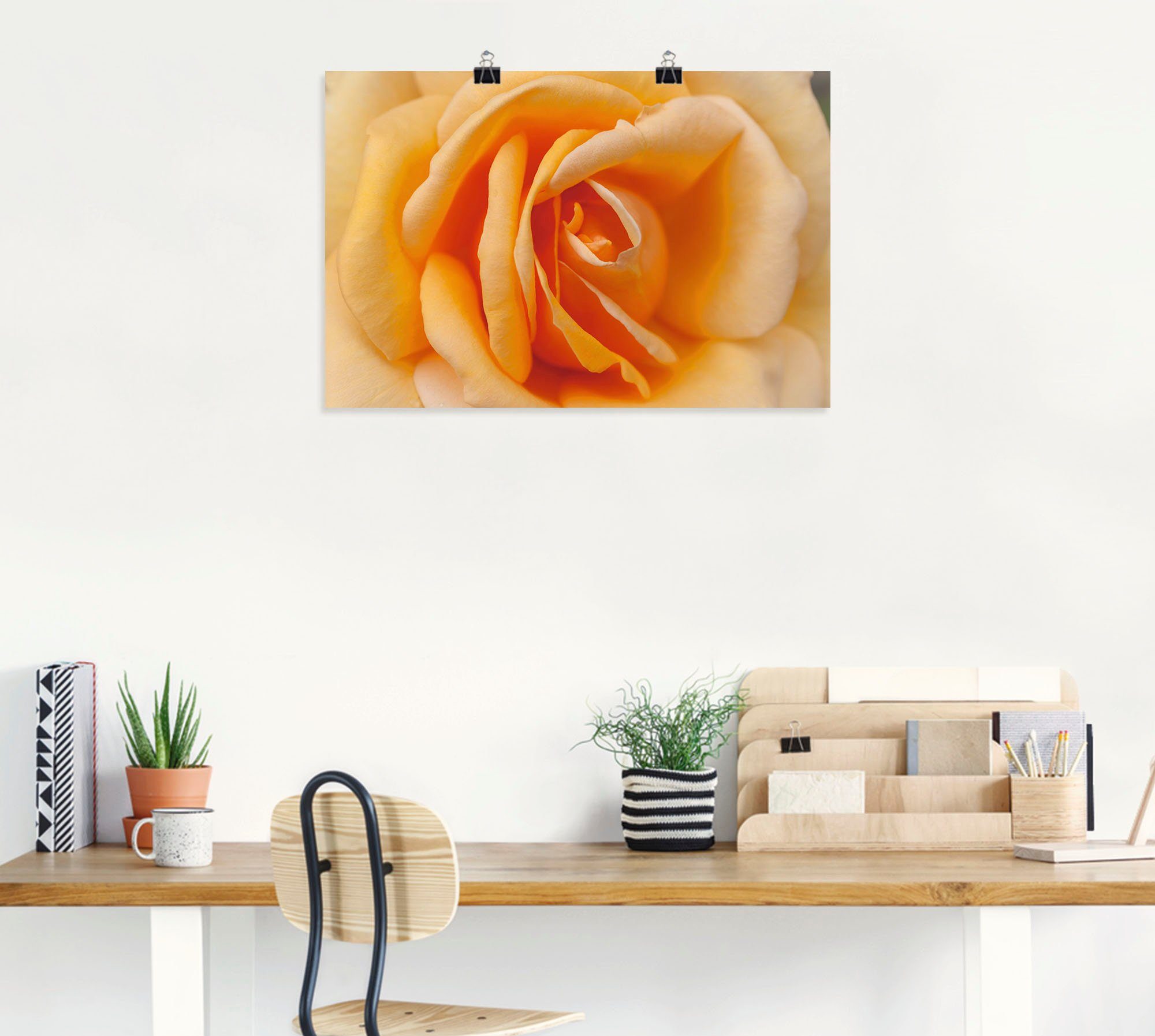 Artland Artprint Fijne roos in oranje als artprint op linnen, poster in verschillende formaten maten