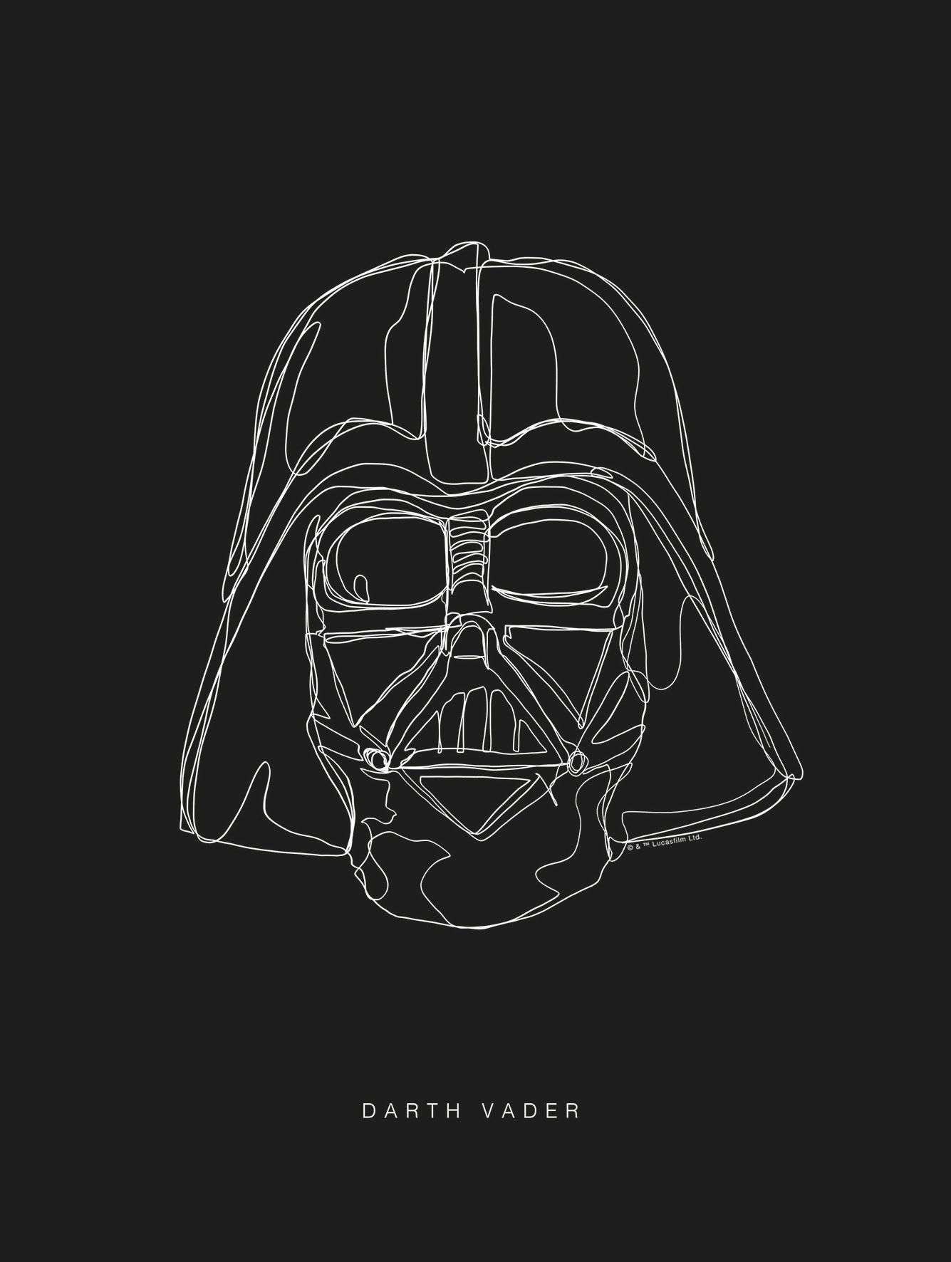 Komar wanddecoratie Star Wars Lines Dark Side Vader, zonder lijst