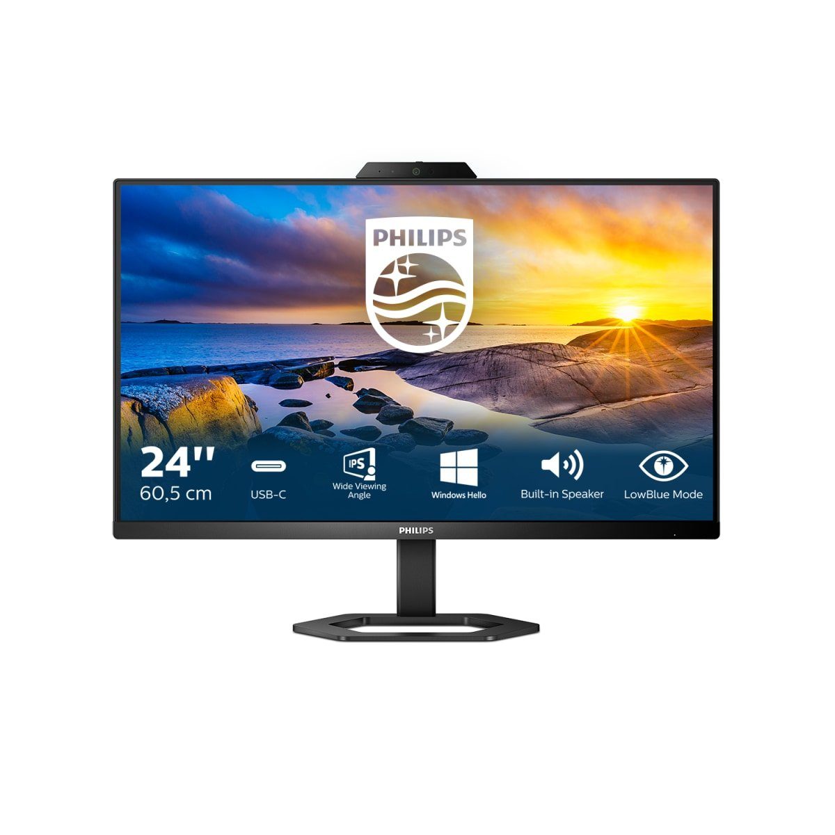 Philips Lcd-monitor 24E1N5300HE, 60,5 cm / 24", Full HD, geïntegreerde webcam en microfoon met noise cancelling
