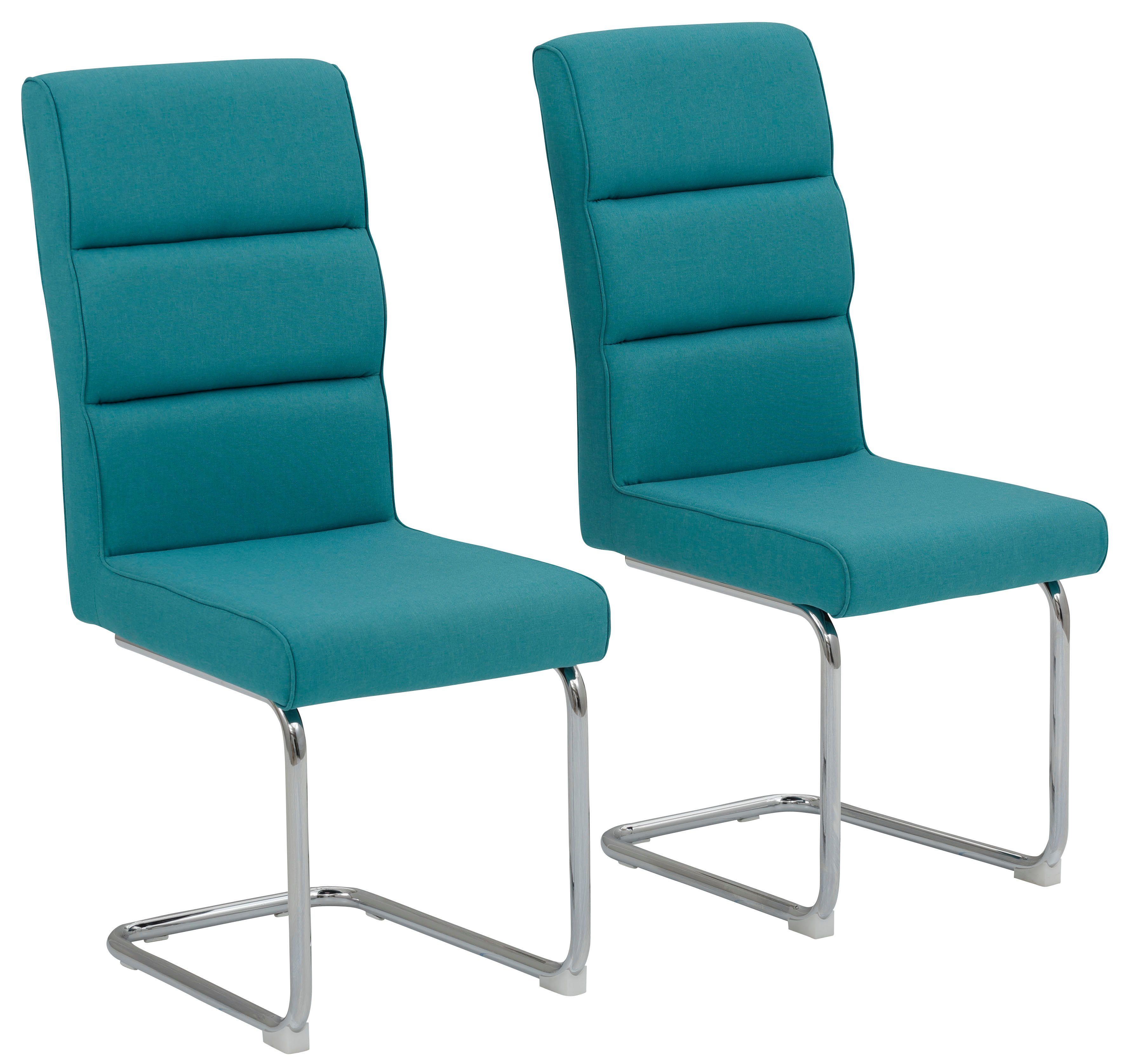 INOSIGN Vrijdragende stoel Lano in een set van 2, zacht beklede zitting, onderstel van metaal, zithoogte 50 cm zweefstoelen maat Geweven stof blauw