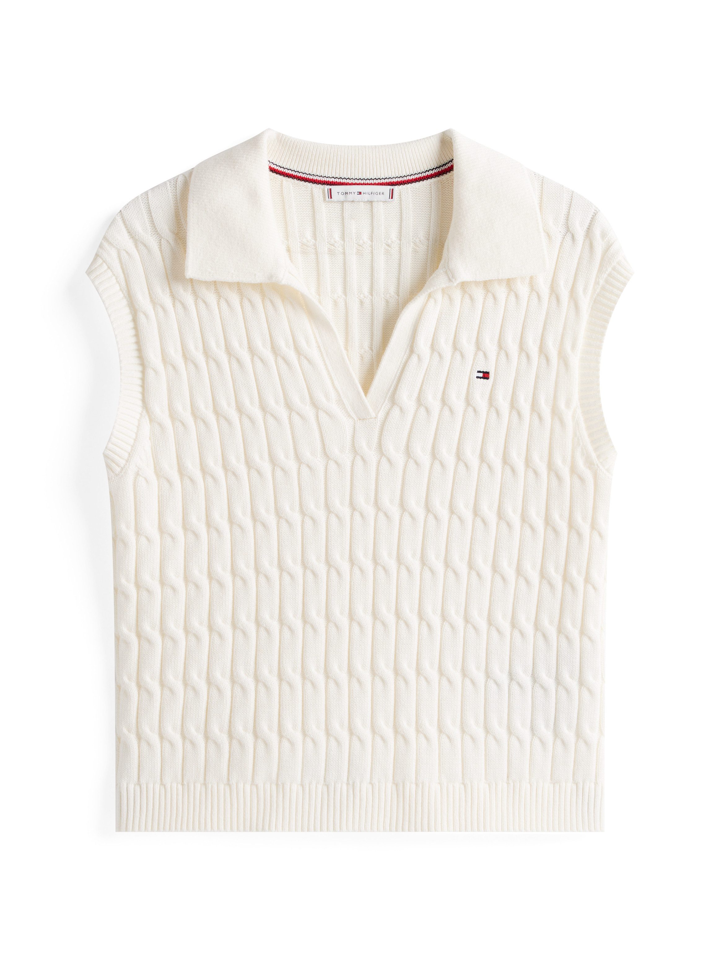 Tommy Hilfiger Gebreide trui CO CABLE MID GG OPEN POLO VEST
