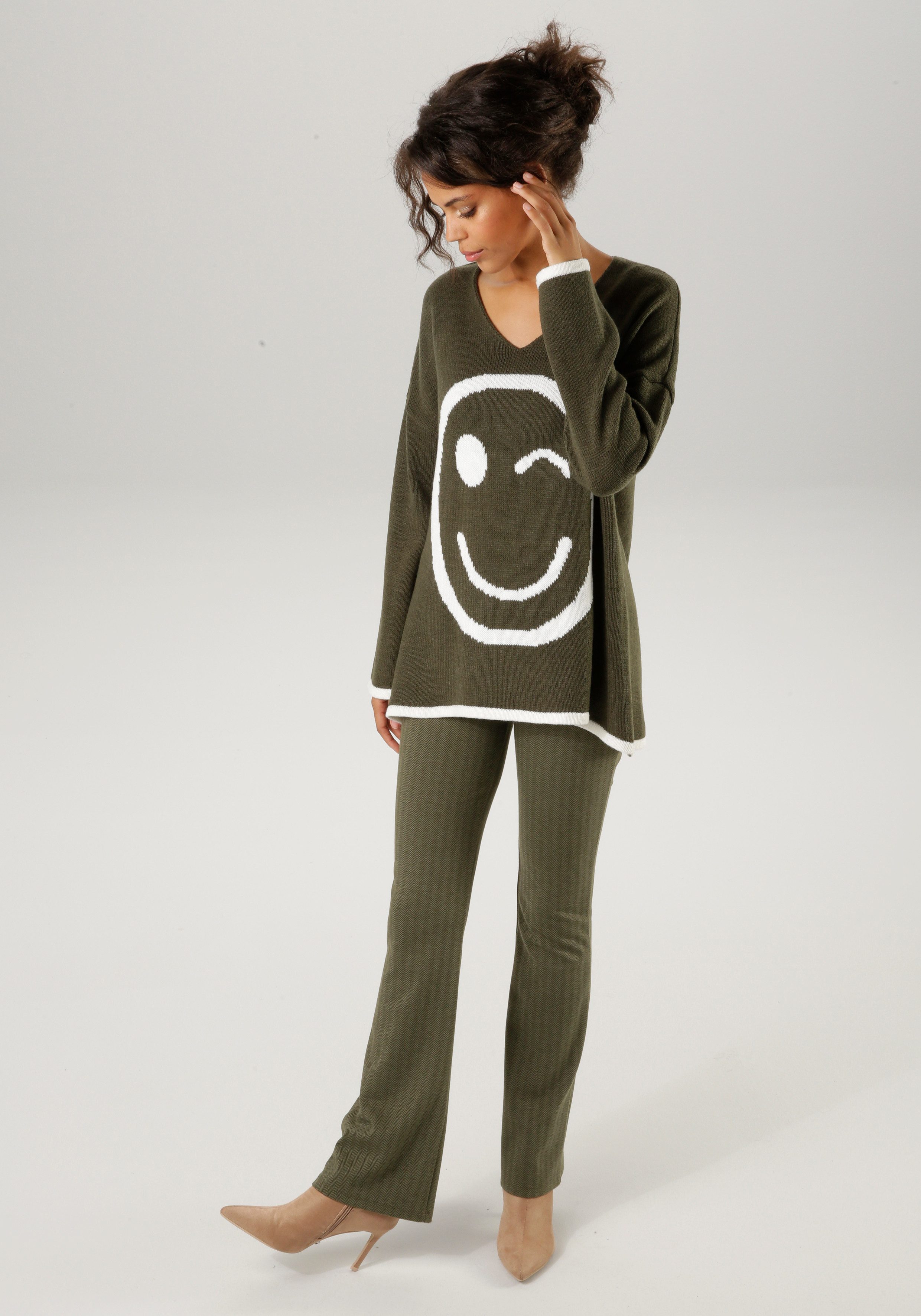 Aniston CASUAL Gebreide trui met gebreid smiley