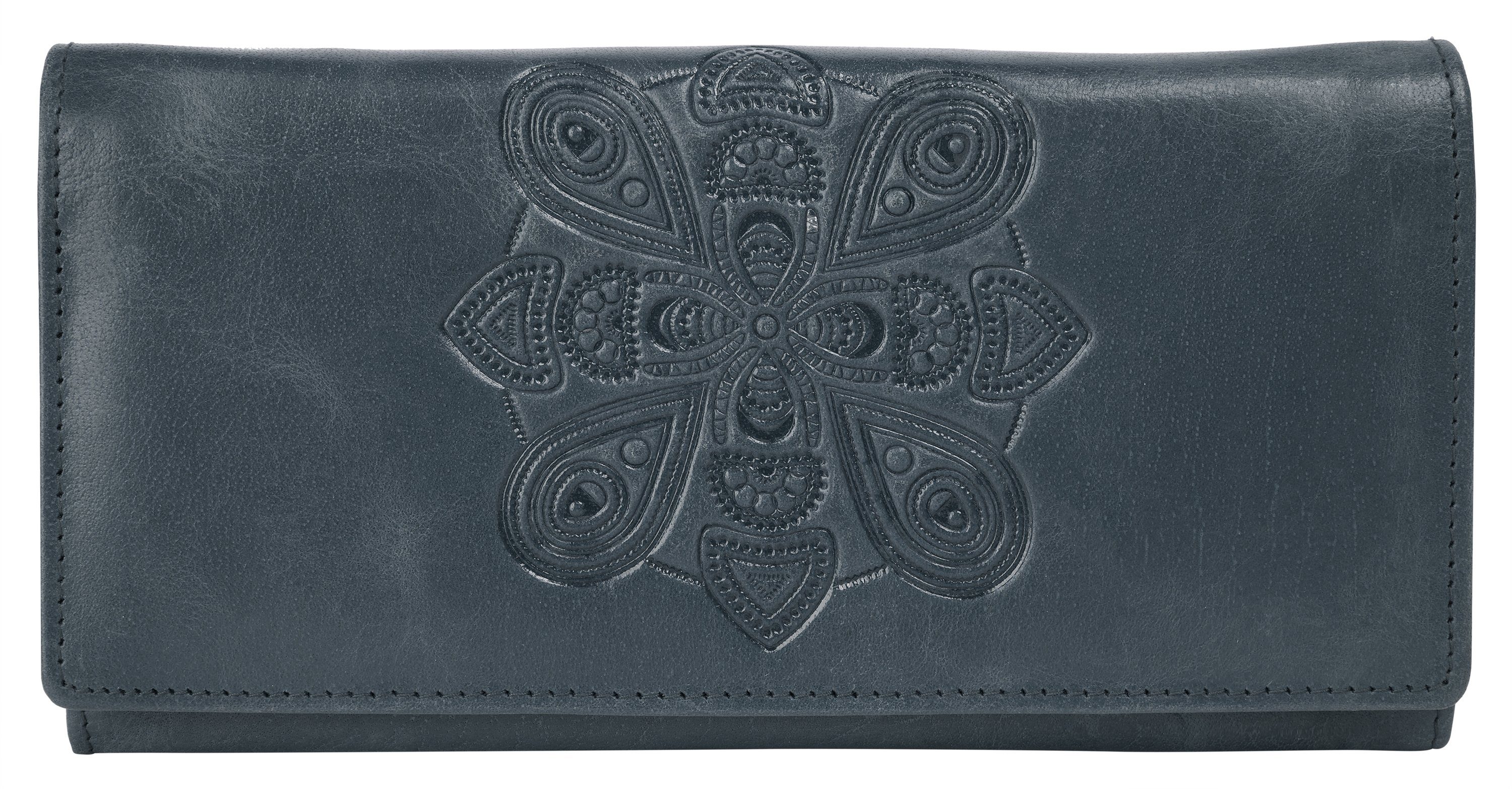 Bruno Banani Portemonnee Mandala echt leder unisex portemonnees blauw