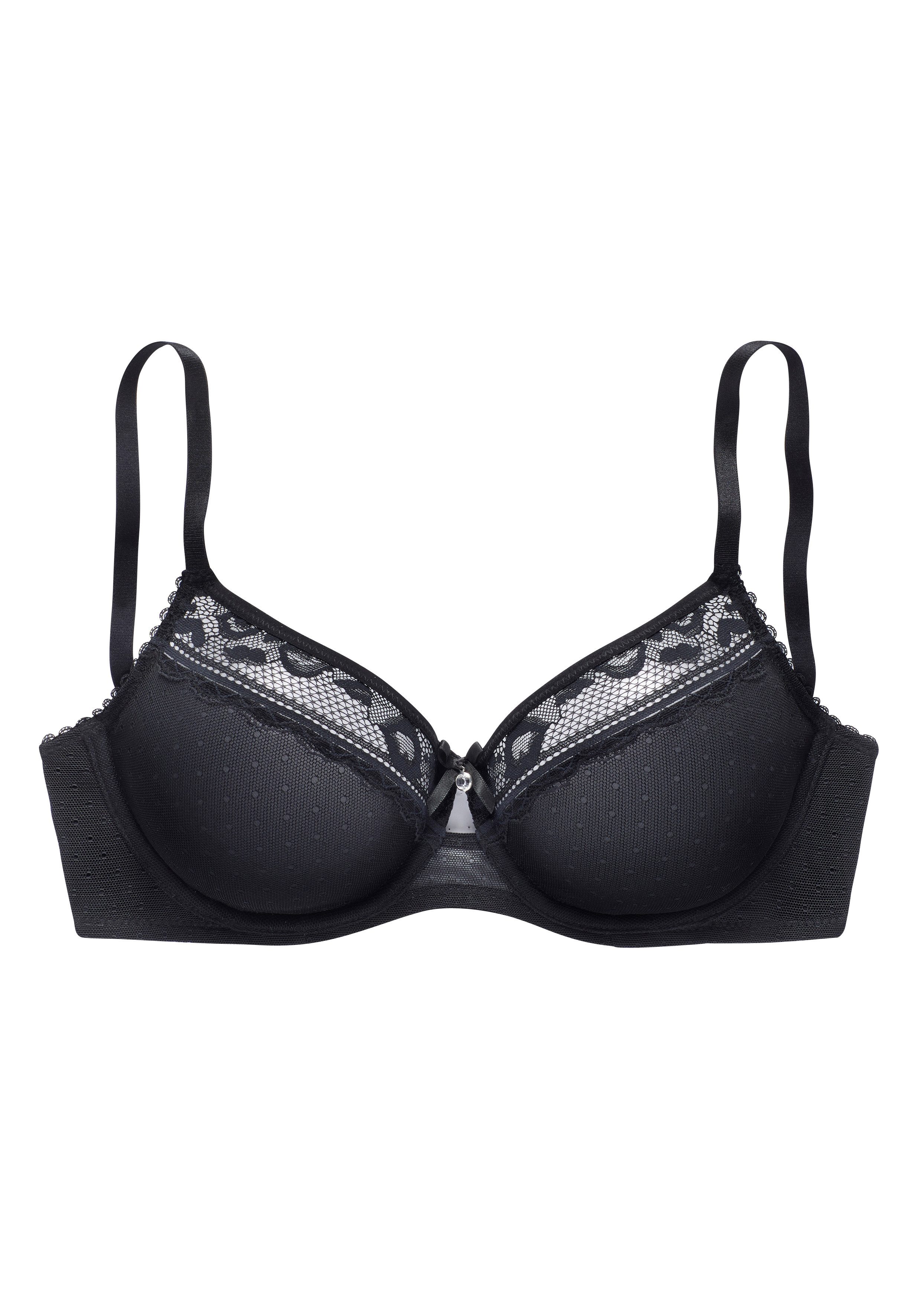 Vivance T-shirt-bh gemaakt van fijne mesh en kant in kussende mond look, lingerie