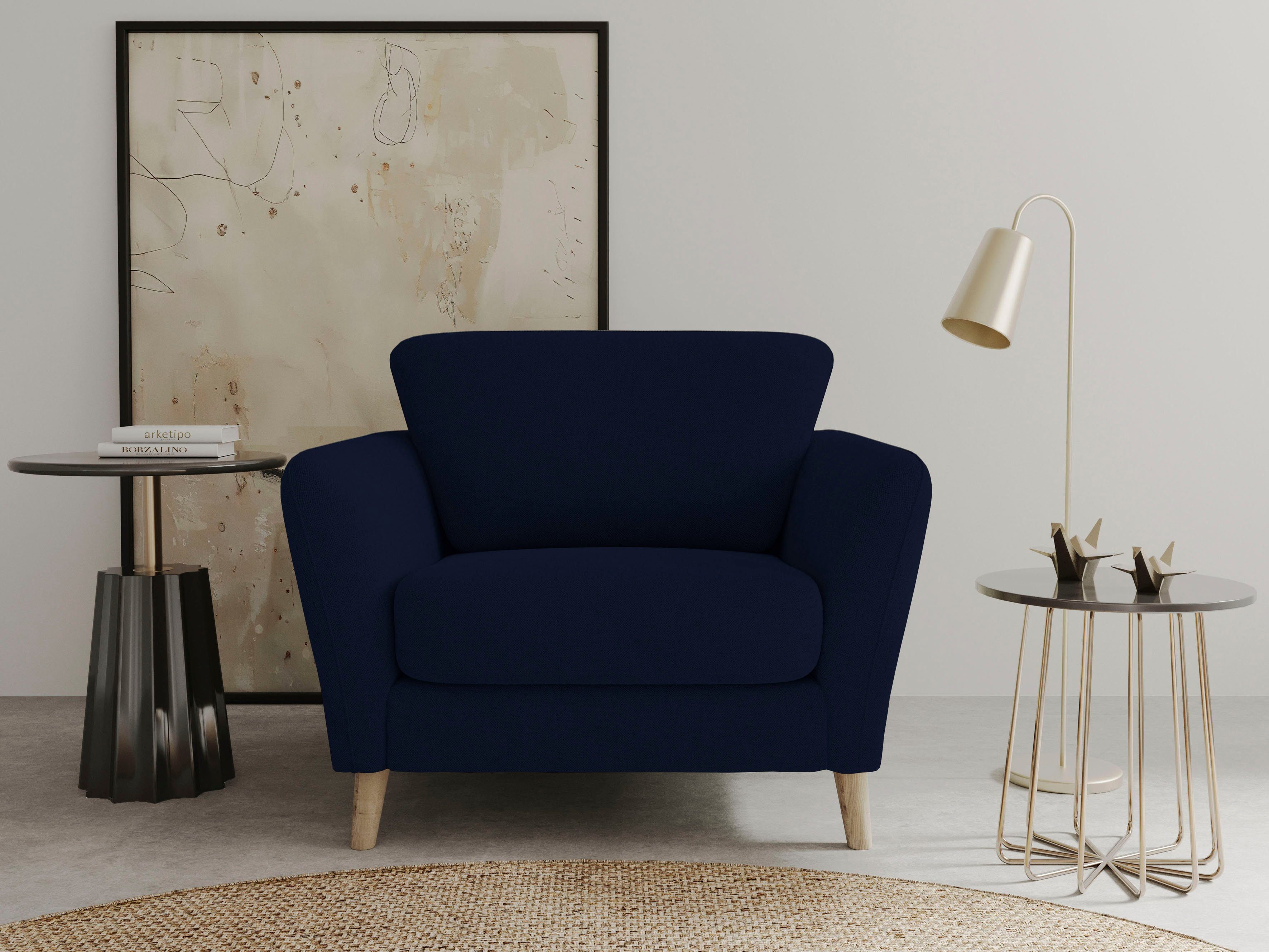 Home affaire Fauteuil Marseille in scandinavische stijl, in 3 stofkwaliteiten, met houten poten