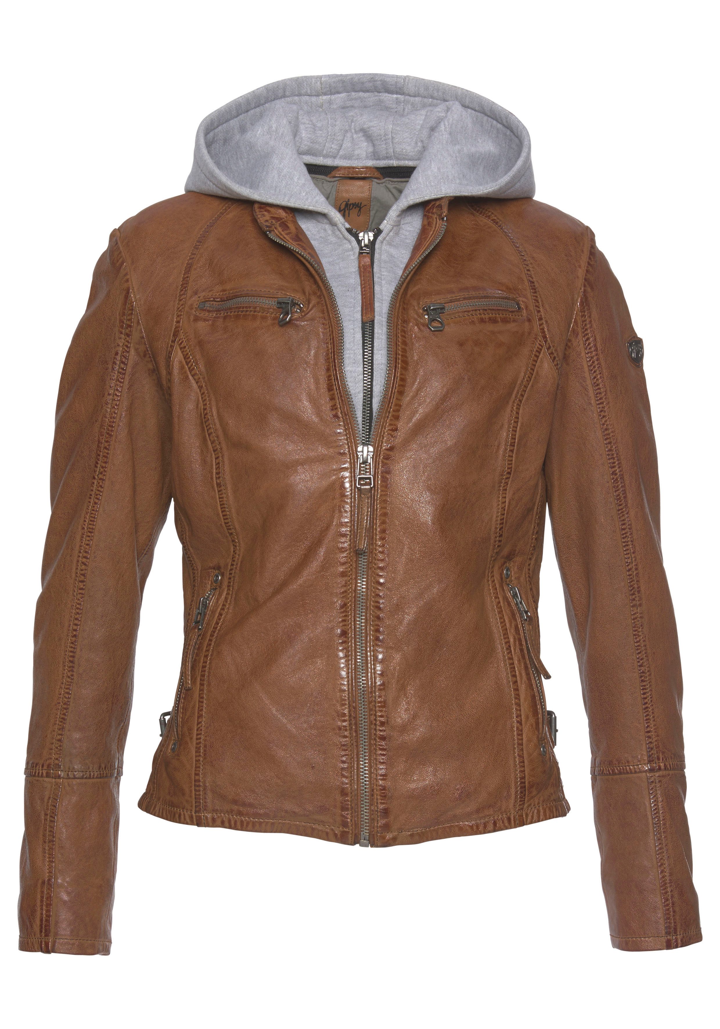 Mauritius Leren jack NOLA Two-in-one stijl - met een afneembare jerseycapuchon