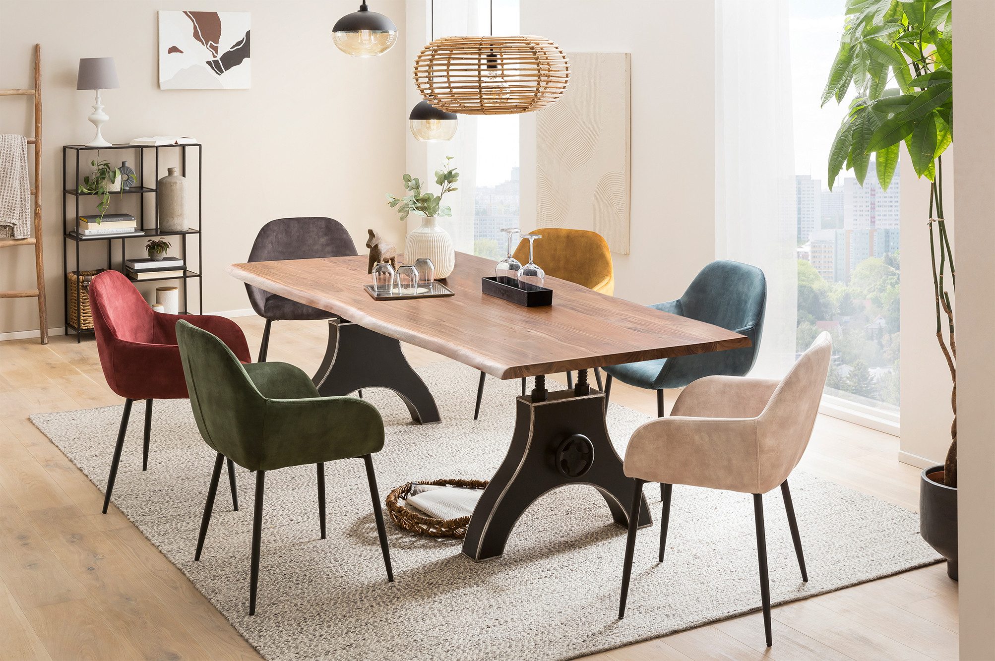 SIT Eettafel Massief acaciahout gebeitst, gelakt en gewaxt