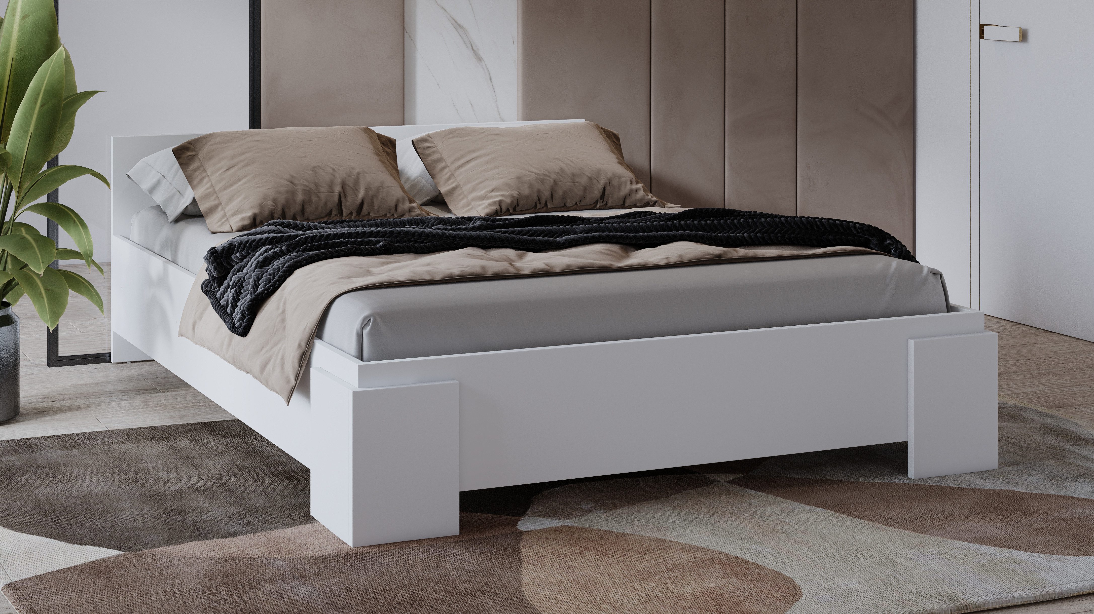 INOSIGN Bedframe India, FSC-gecertificeerd houtmateriaal, gemaakt in Europa Tweepersoonsbed 160x200 of 180x200 cm, wit of leisteenkleurig