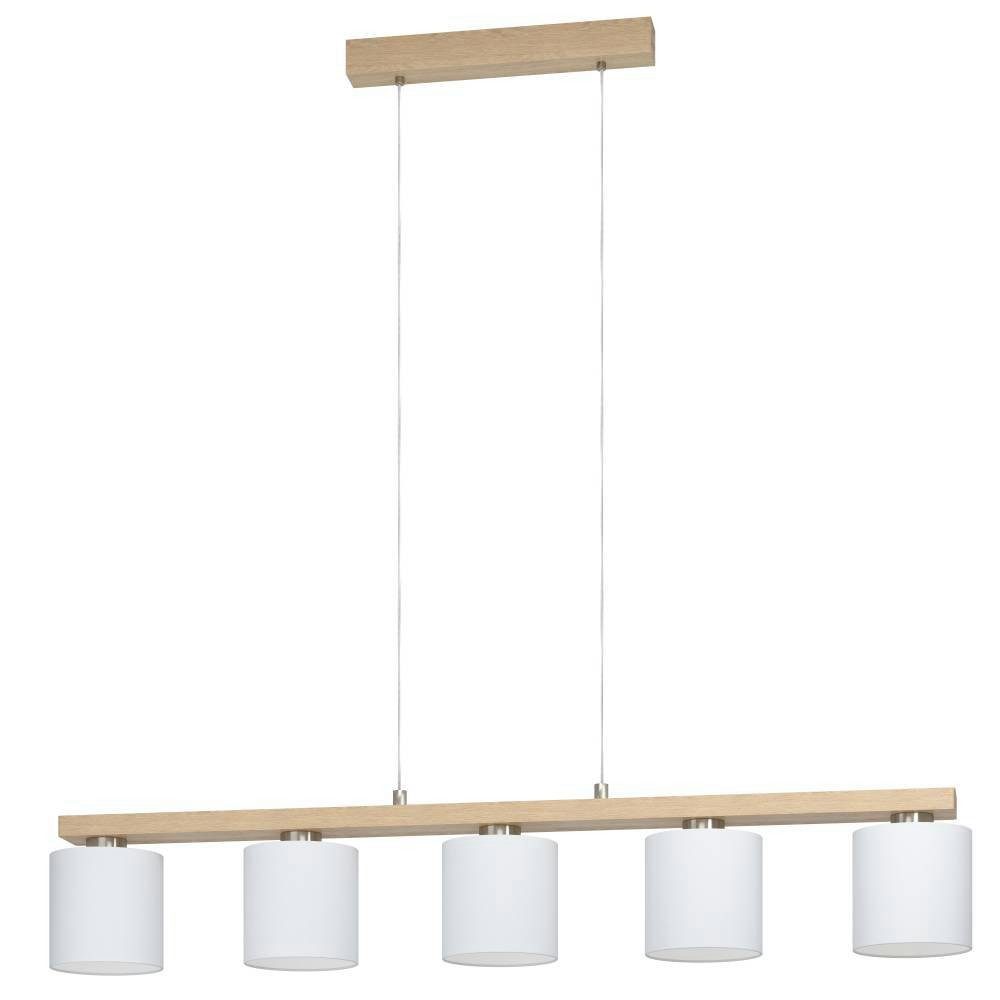 EGLO Hanglamp CASTRALVO Hanglamp, nikkel-mat, bruin, wit, FSC gecertificeerd, E27 fitting (1 stuk)