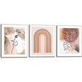 reinders! artprint trendy abstract vrouw - lijnentekening - actueel - artistiek - vormen (3 stuks) bruin