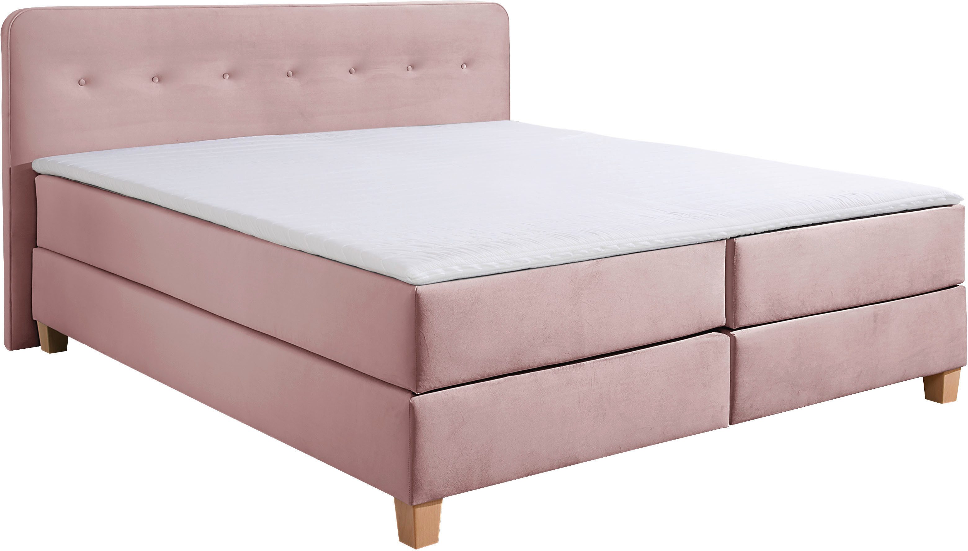 Home affaire Boxspring Fargo inclusief topper, in 3 soorten matrassen, in fluweel of structuurstof