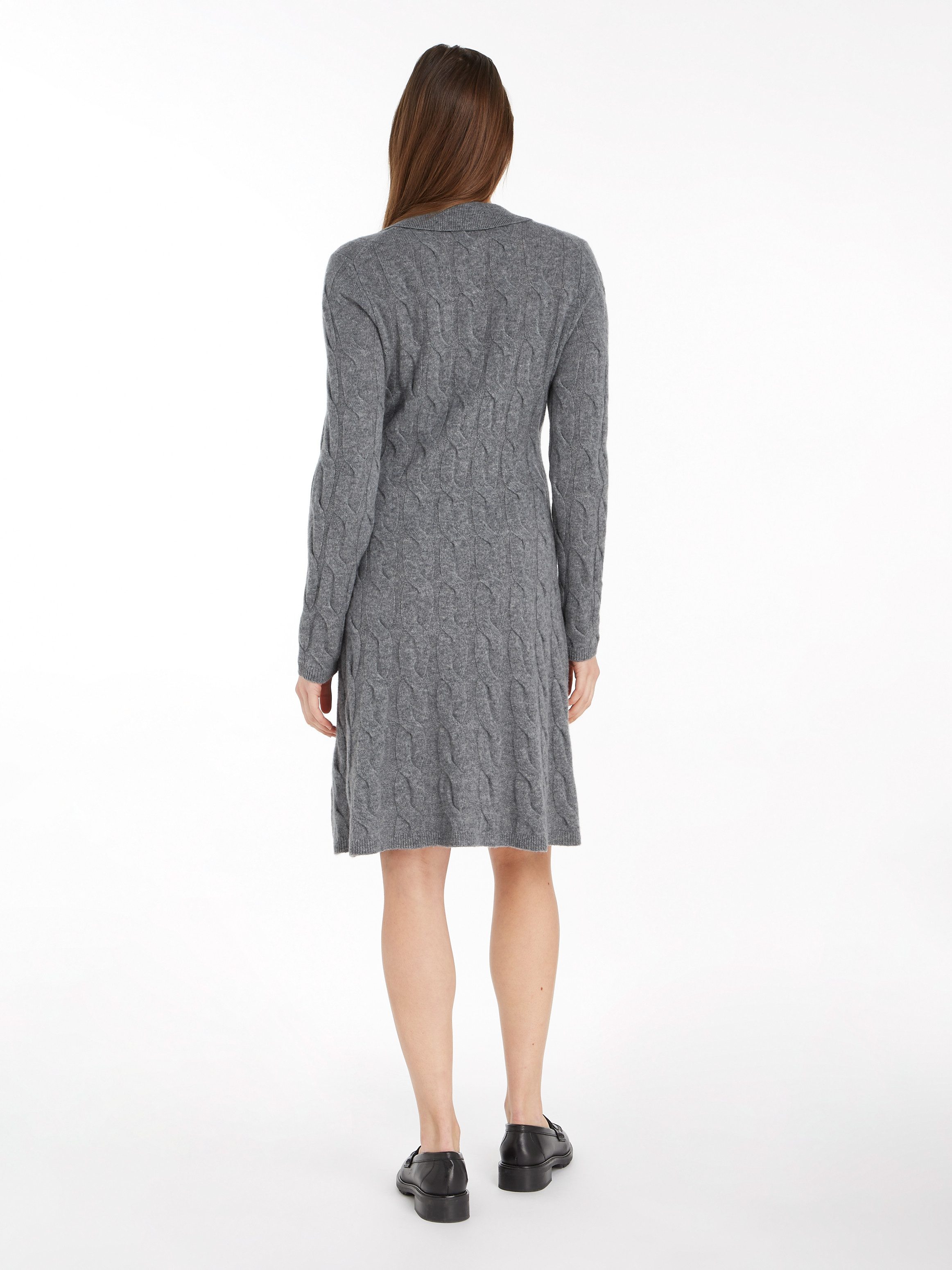 Tommy Hilfiger Gebreide jurk SOFT WOOL CABLE POLO SWT DRESS