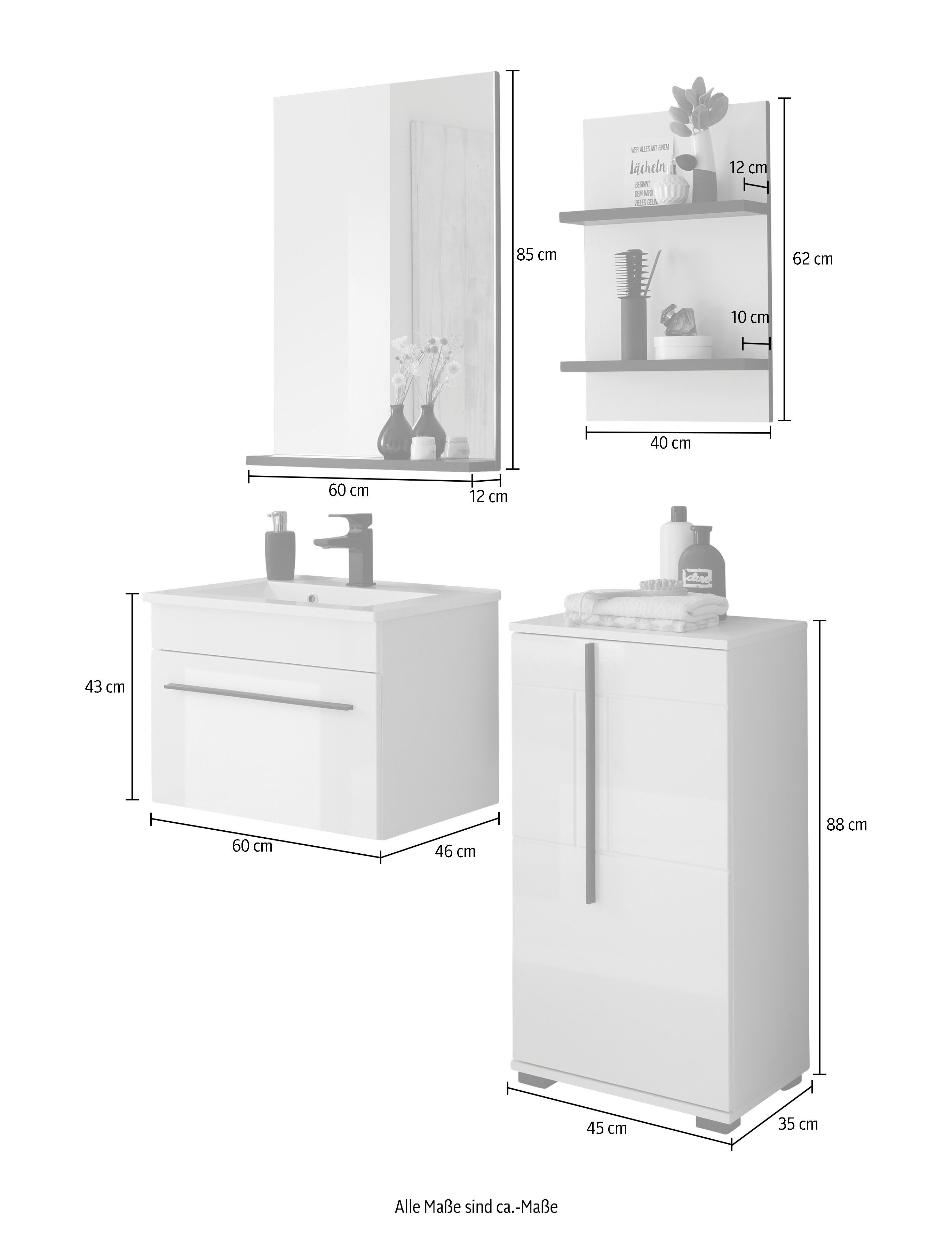 INOSIGN Badkamerserie Cantara, badkamer in modern ontwerp, 4-delig badkamer (set, 4-delig)