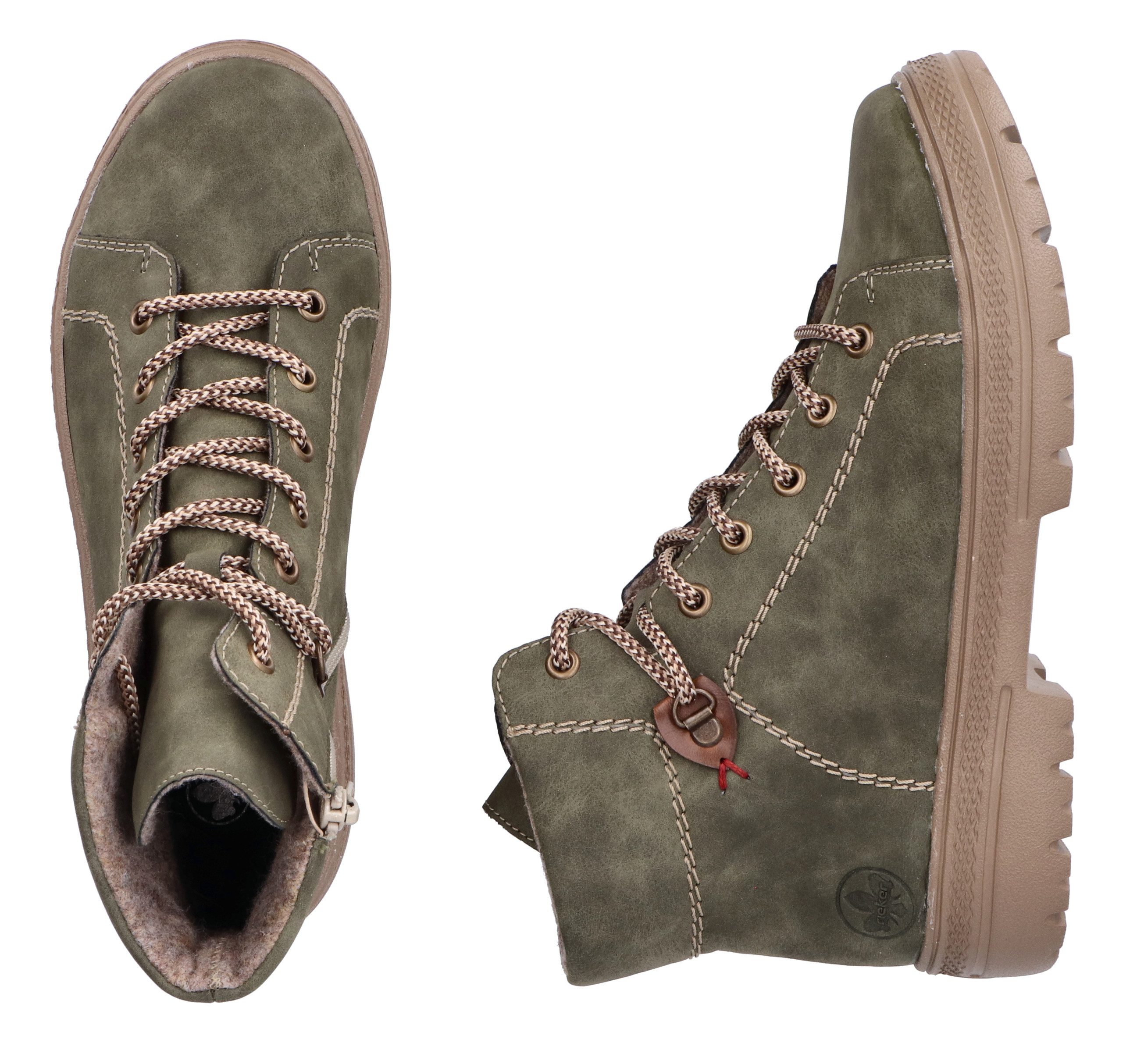 Rieker Veterschoenen enkellaars, plateausool, contrastnaad, met binnenrits