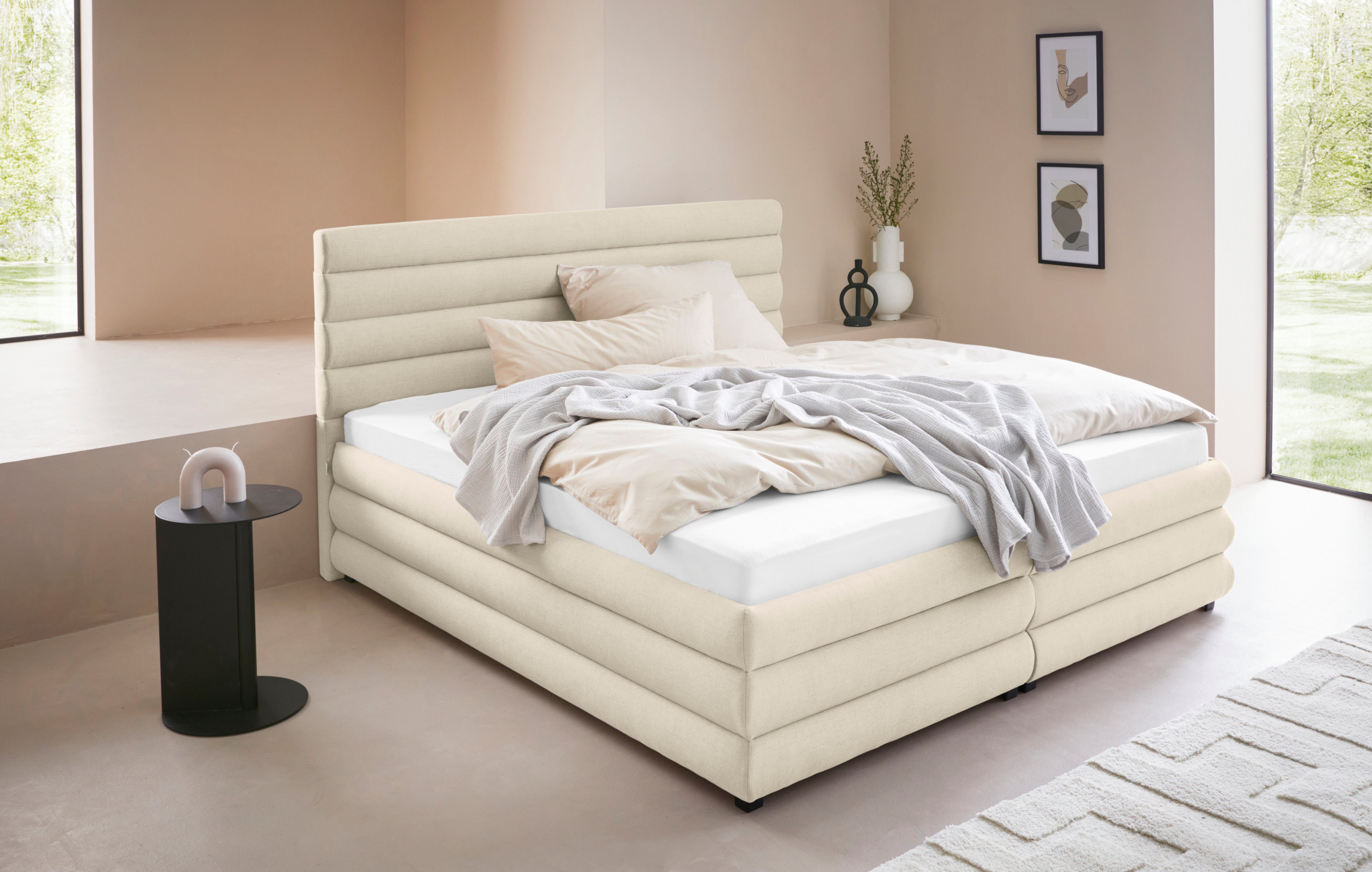 LeGer Home by Lena Gercke Gestoffeerd bed Maylis naar keuze met en zonder matras en lattenbodem, ook in 200 cm breedte bedden beige