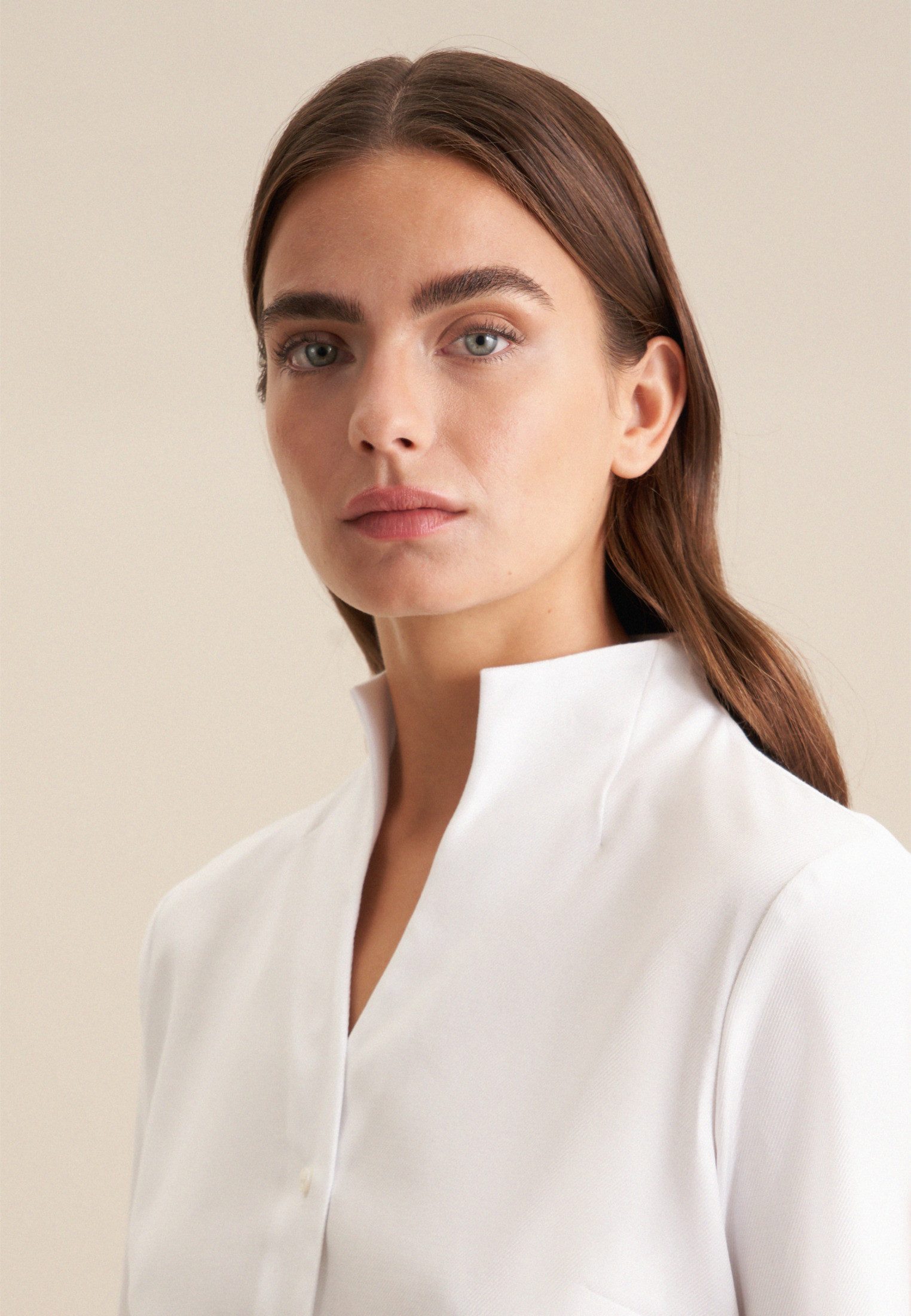 seidensticker Klassieke blouse Zwarte roos Lange mouwen kraag uni