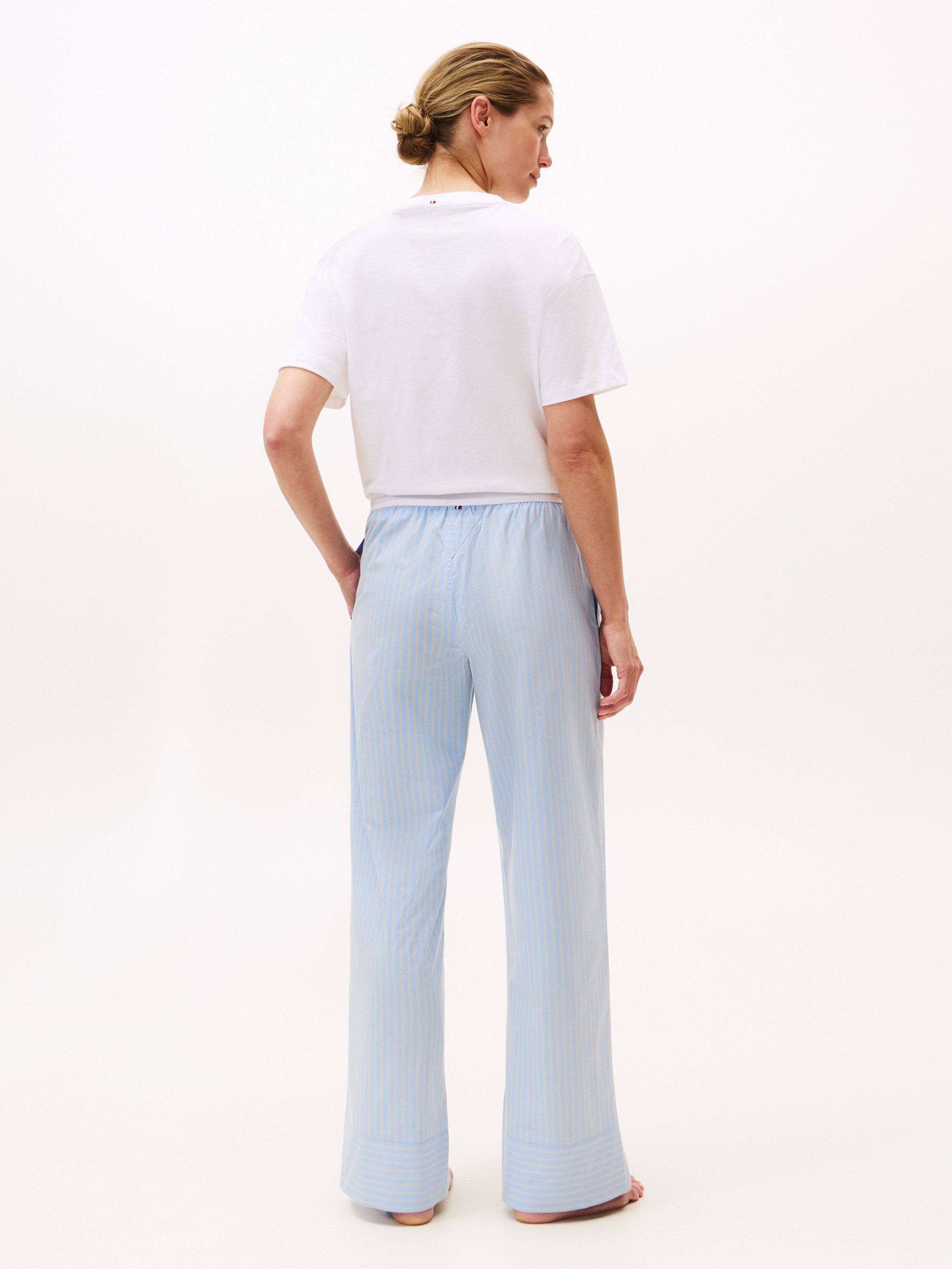Tommy Hilfiger Underwear Loungebroek POPLIN PANTS met streepjespatroon, logo-bund