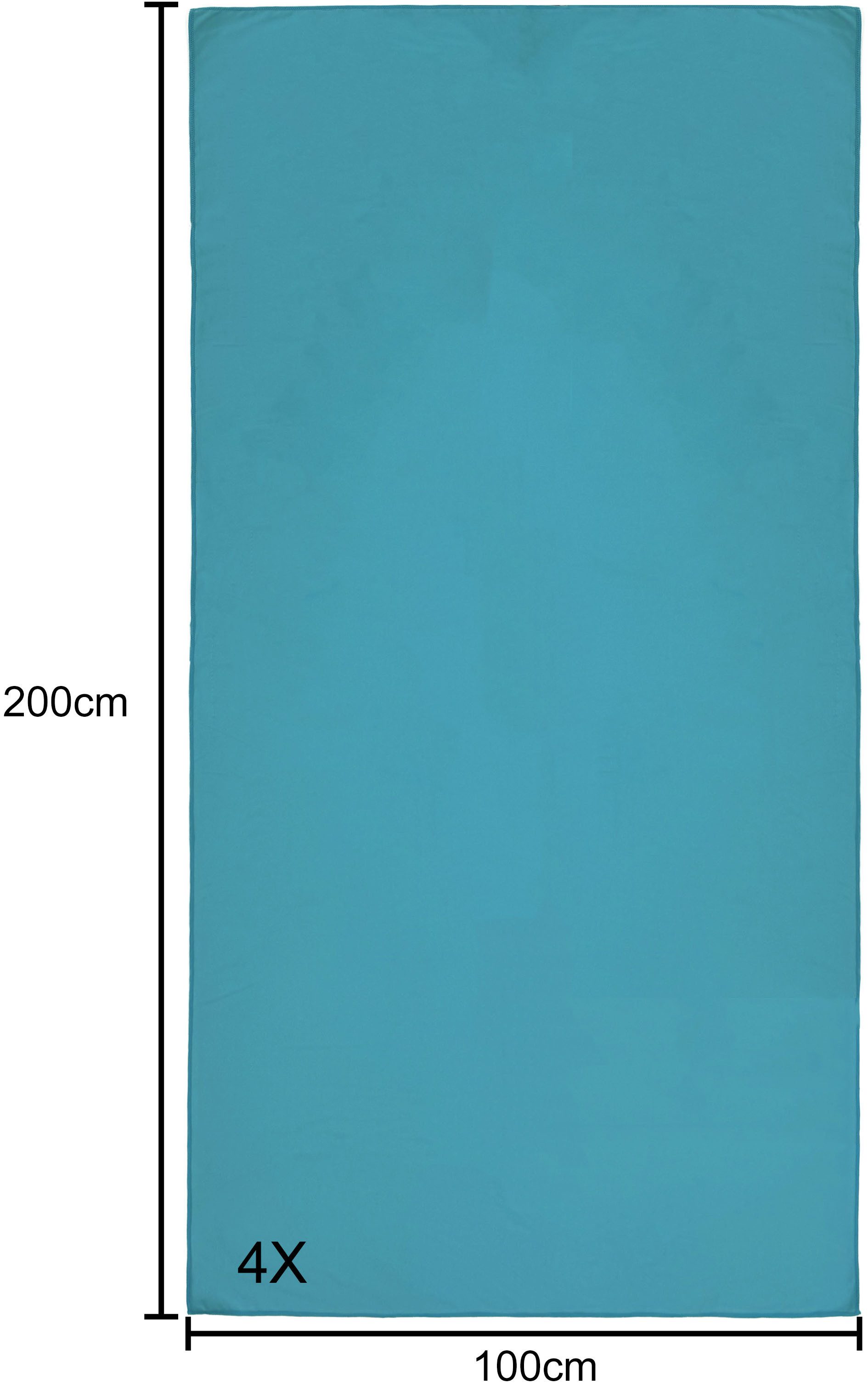 my home Reishanddoek Xavi, 4 x 100x200cm ideaal als sporthanddoek, reis handdoek als serie en set, zeer licht, compact, sneldrogend, microvezel (4 stuks)