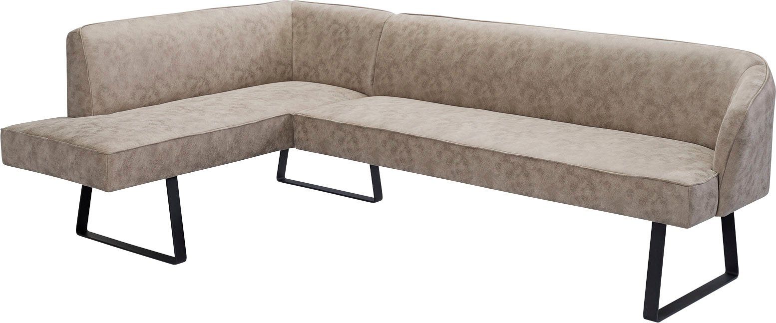 exxpo - sofa fashion Hoekbank Americano met opstaande naad en metalen poten, bekleding in verschillende kwaliteiten
