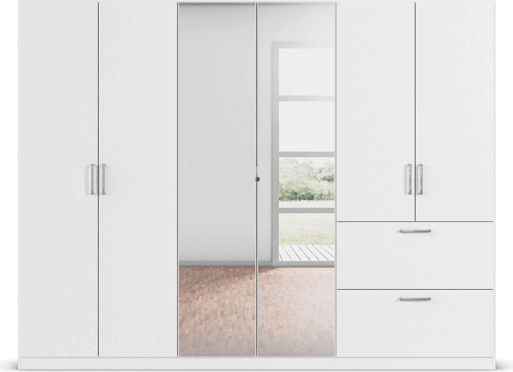 rauch Draaideurkast Kledingkast Kast Garderobe Slaapkamerkast PADUA volledig gemonteerde spiegeldeuren, twee grote lades made in germany