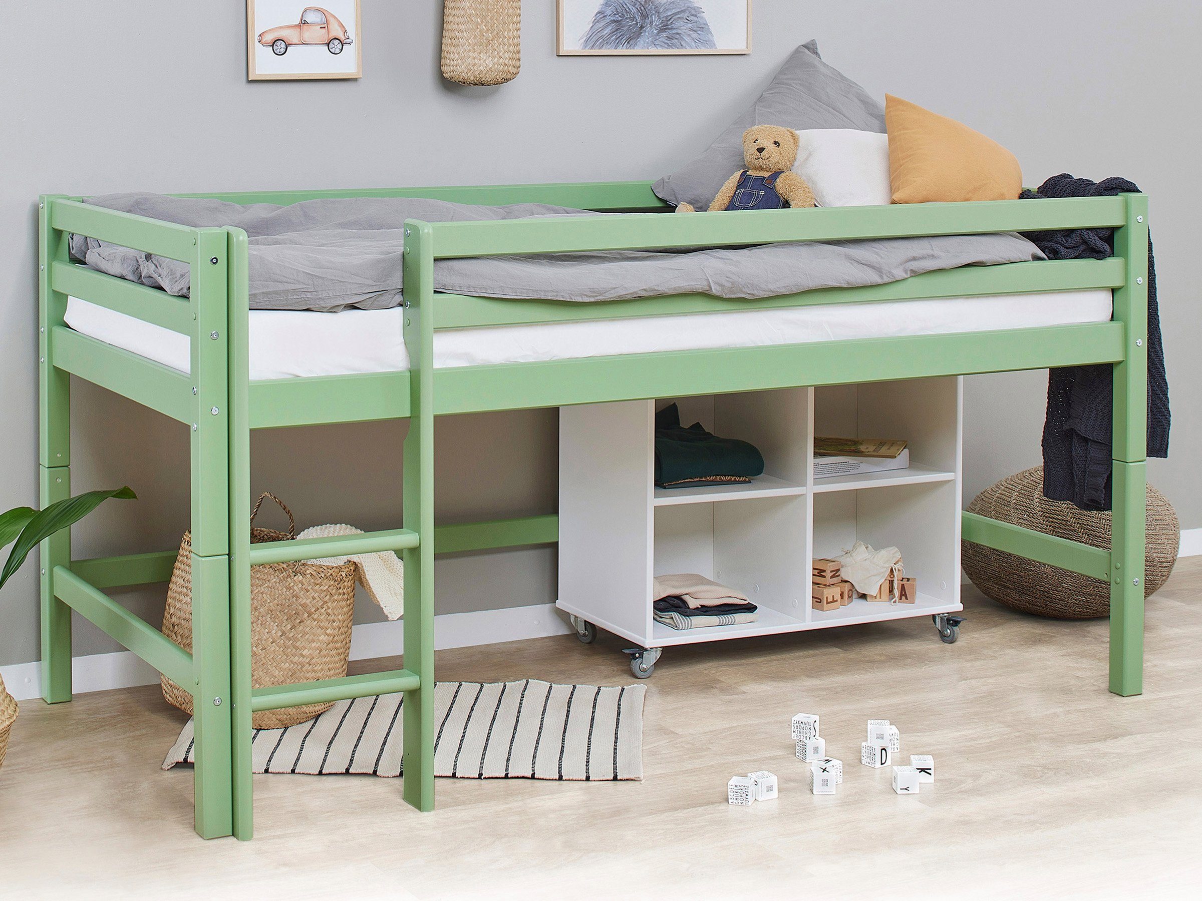 Hoppekids Hoogslaper ECO Dream MY COLOR 90x200, om te bouwen tot een eenpersoonsbed, 4 kleuren (set)