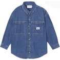 calvin klein jeans plus jeansblouse utility shirt jacket plus met calvin klein jeans logoprint op de borstzak blauw