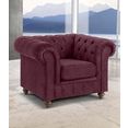 premium collection by home affaire fauteuil chesterfield met knoopsluiting, ook in leer rood