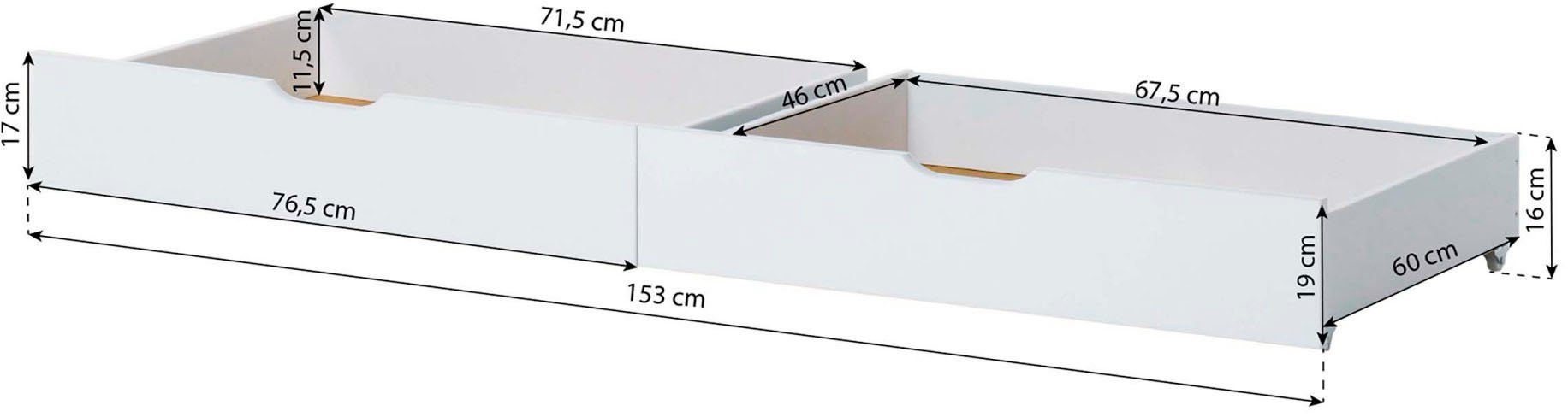 Lüttenhütt Kinderbed ECO One Kinderbed met valbeveiliging, met 2 laden