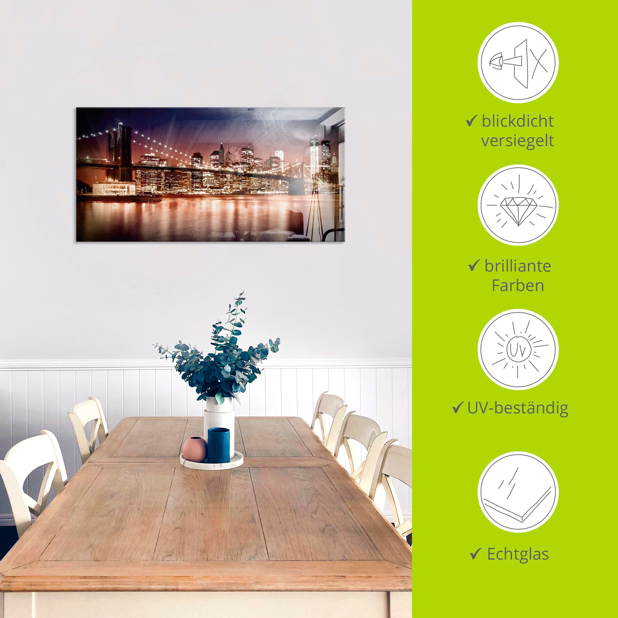 Artland Print op glas Manhattan zonsondergang