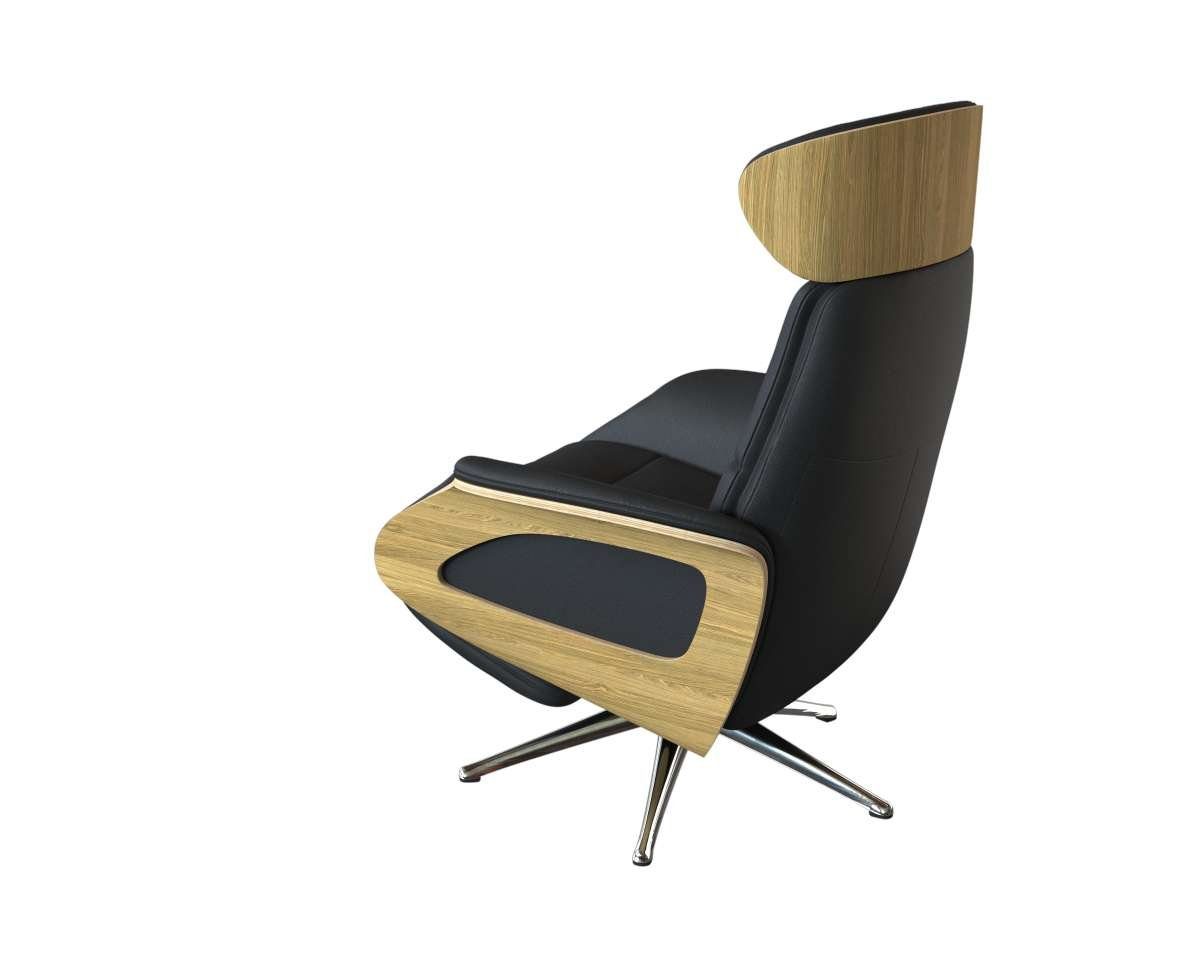 FLEXLUX Relaxfauteuil Clement praktische elektrische fauteuil Maat M, elektrische rug- en voetensteun, accu, armleuning Eiken, aluminium voet